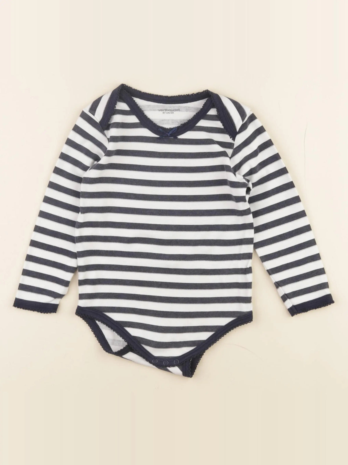 Vertbaudet - body bleu, blanc - 3 ans