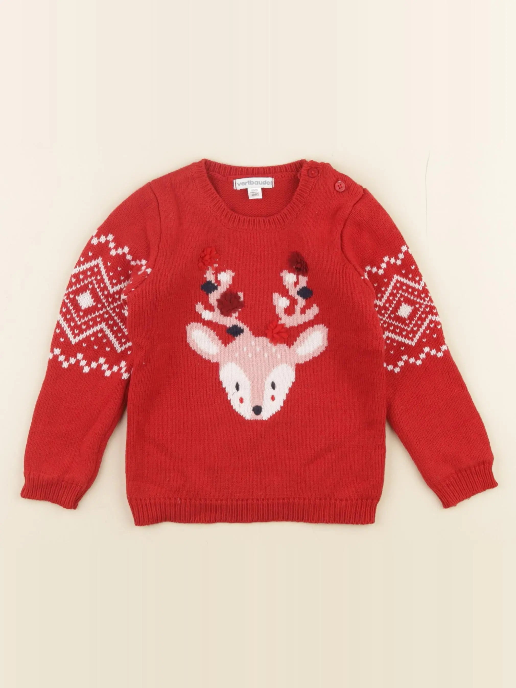 Vertbaudet - pull rouge - 2 ans