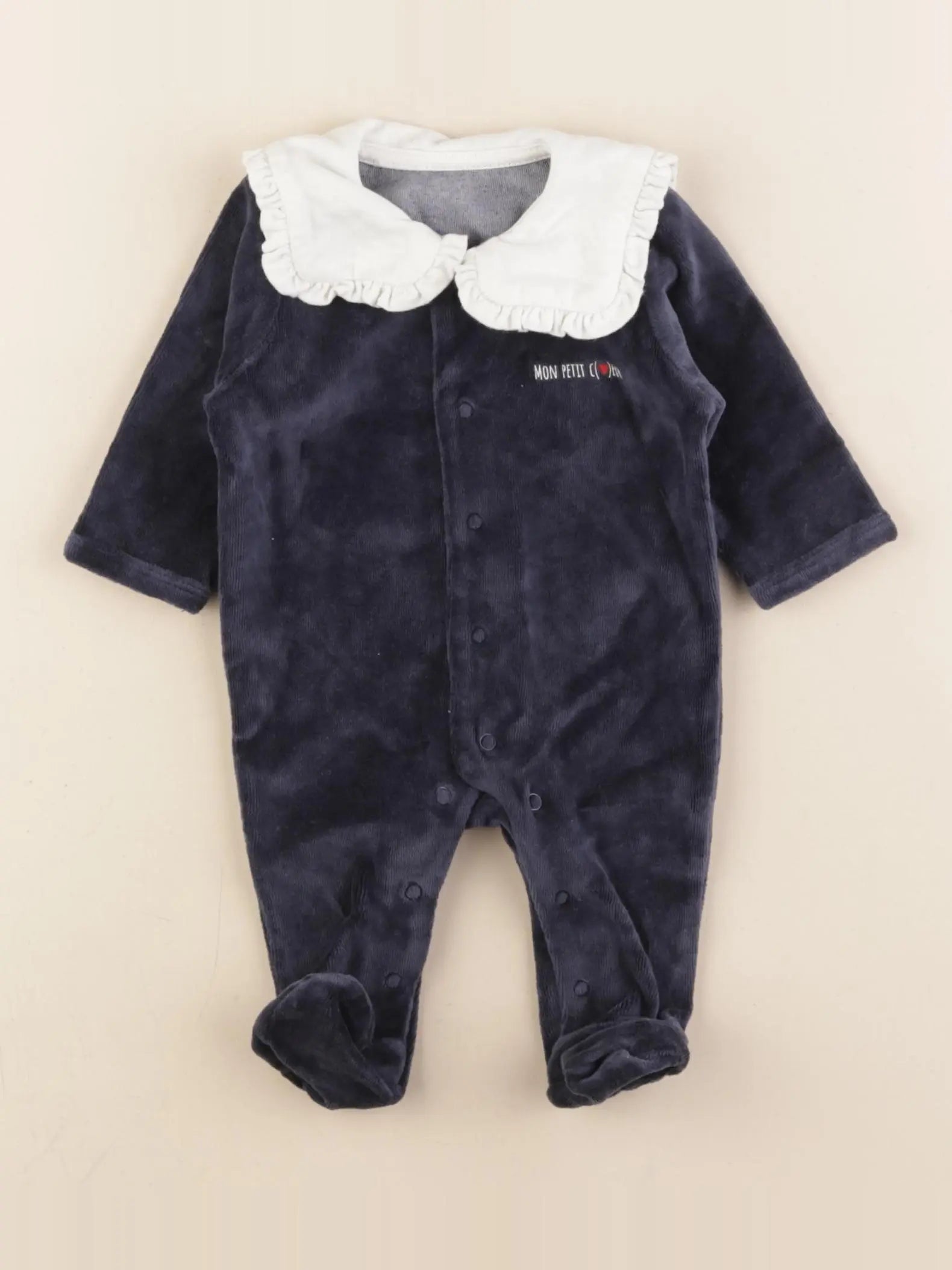 Vertbaudet - pyjama velours bleu - 1 mois