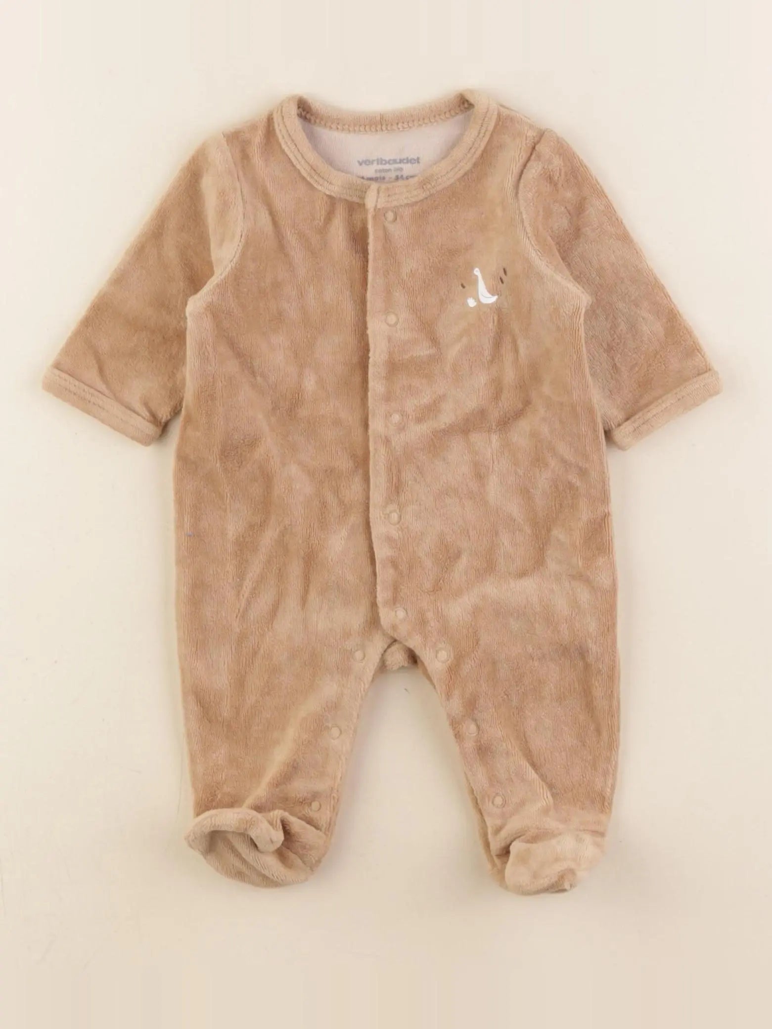 Vertbaudet - pyjama velours marron - 1 mois