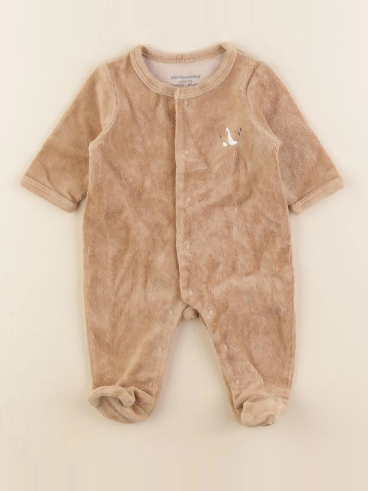Vertbaudet - pyjama velours marron - 1 mois