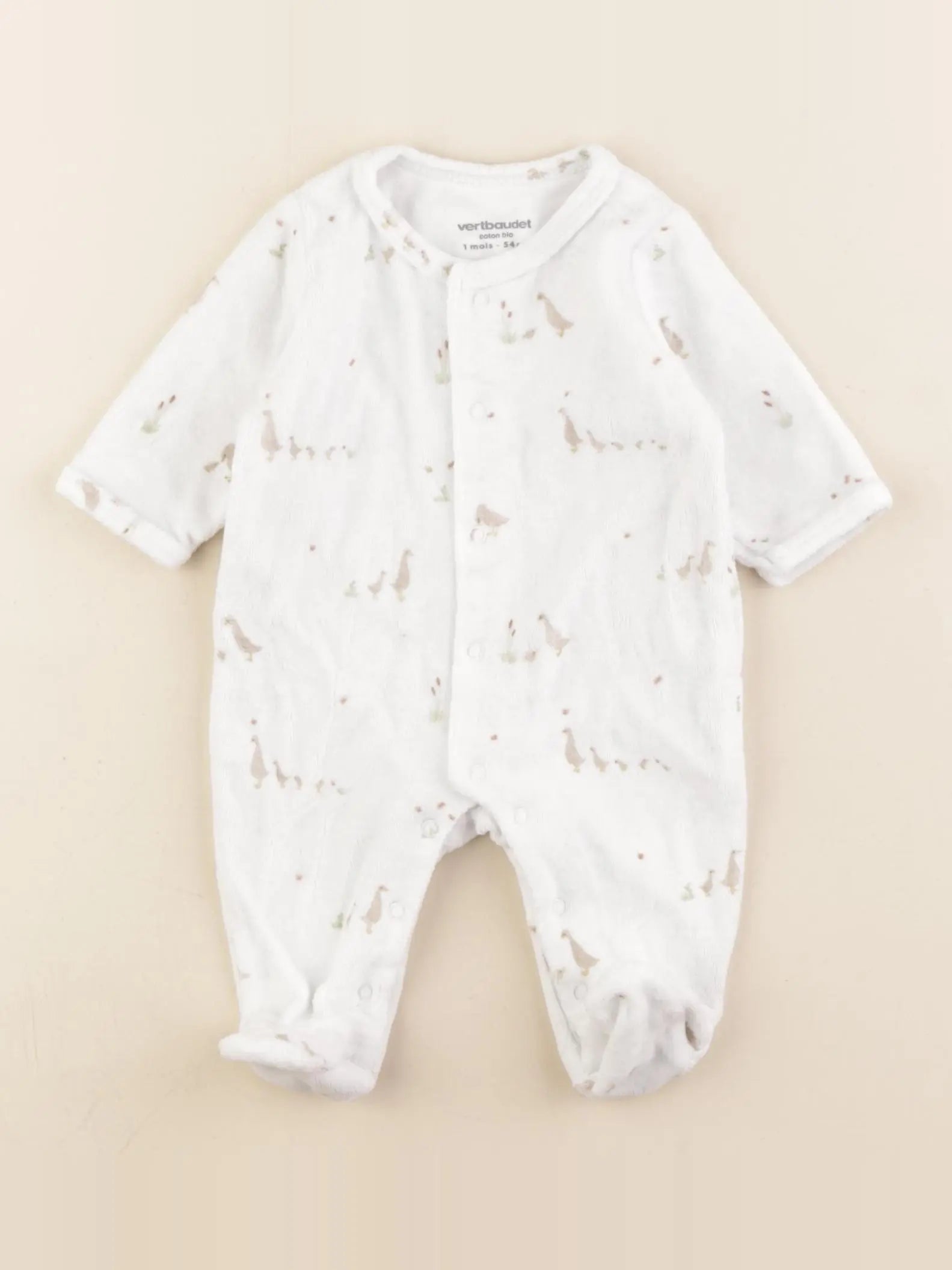 Vertbaudet - pyjama velours blanc - 1 mois