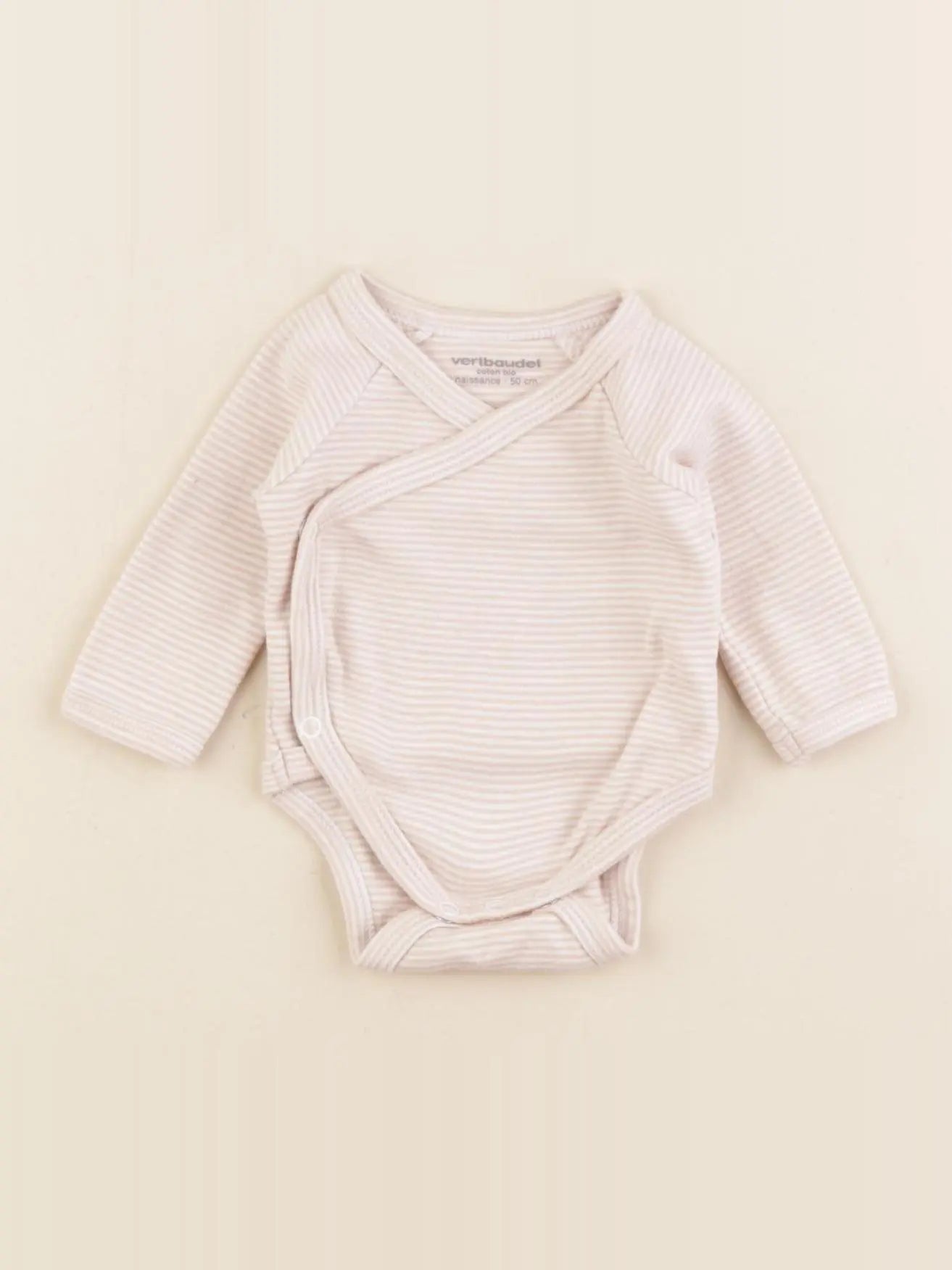 Vertbaudet - body blanc, rose - 0 mois