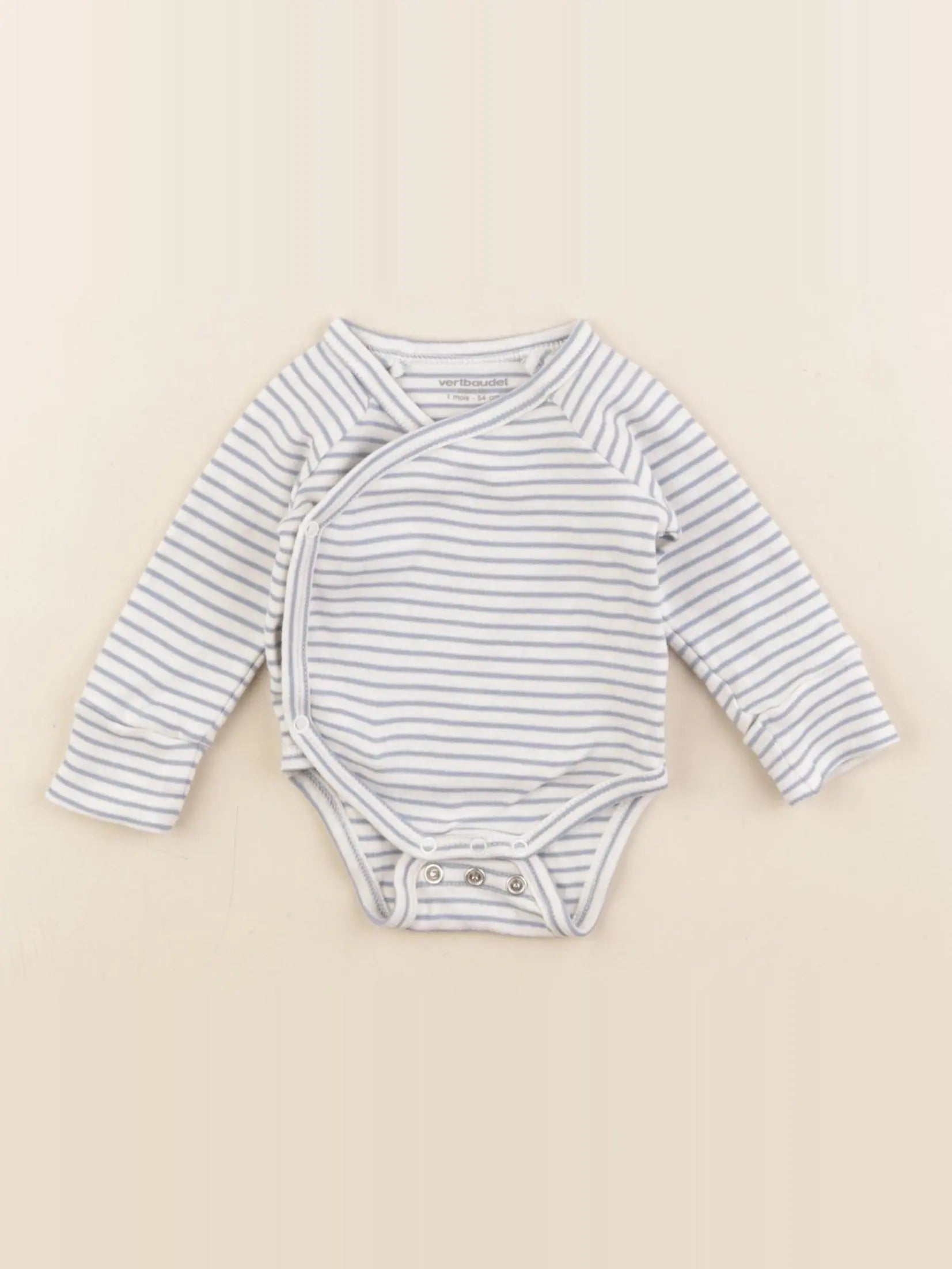 Vertbaudet - body blanc, bleu - 1 mois