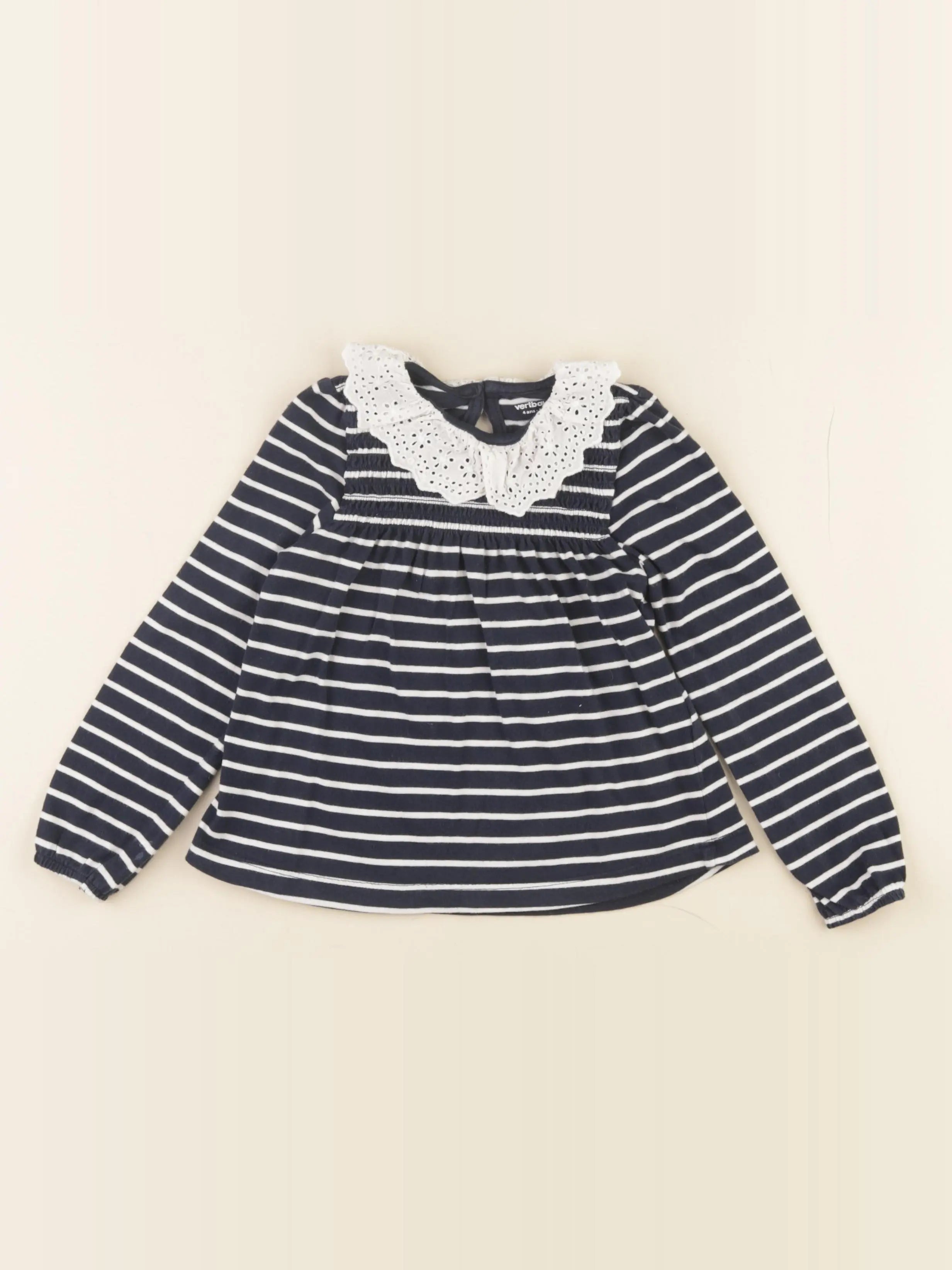 Vertbaudet - tee-shirt bleu, blanc - 4 ans