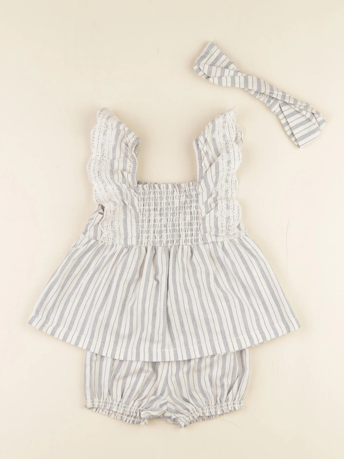 Vertbaudet - ensemble beige, bleu - 24 mois