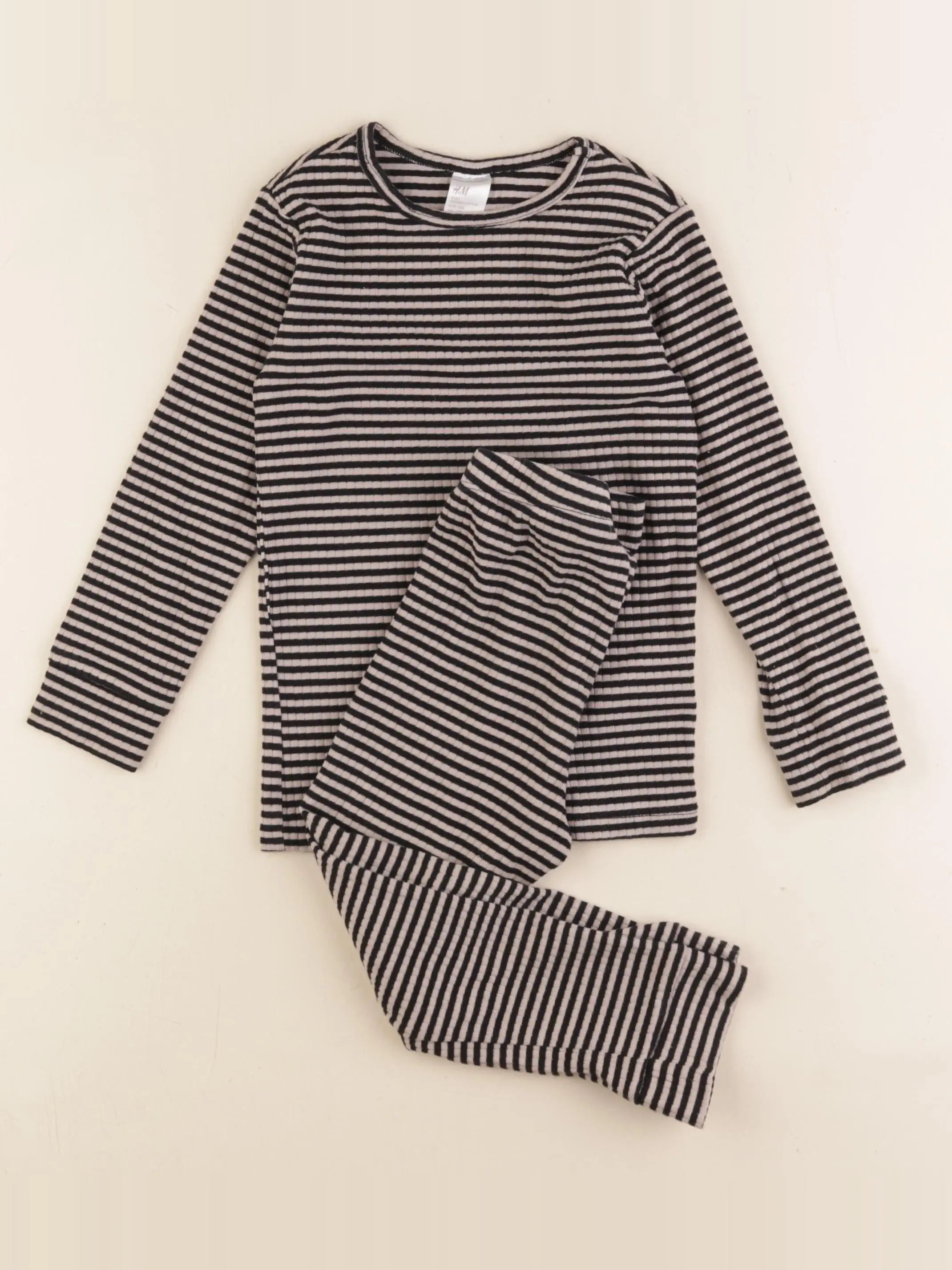 H&M - pyjama coton beige, noir - 4 ans