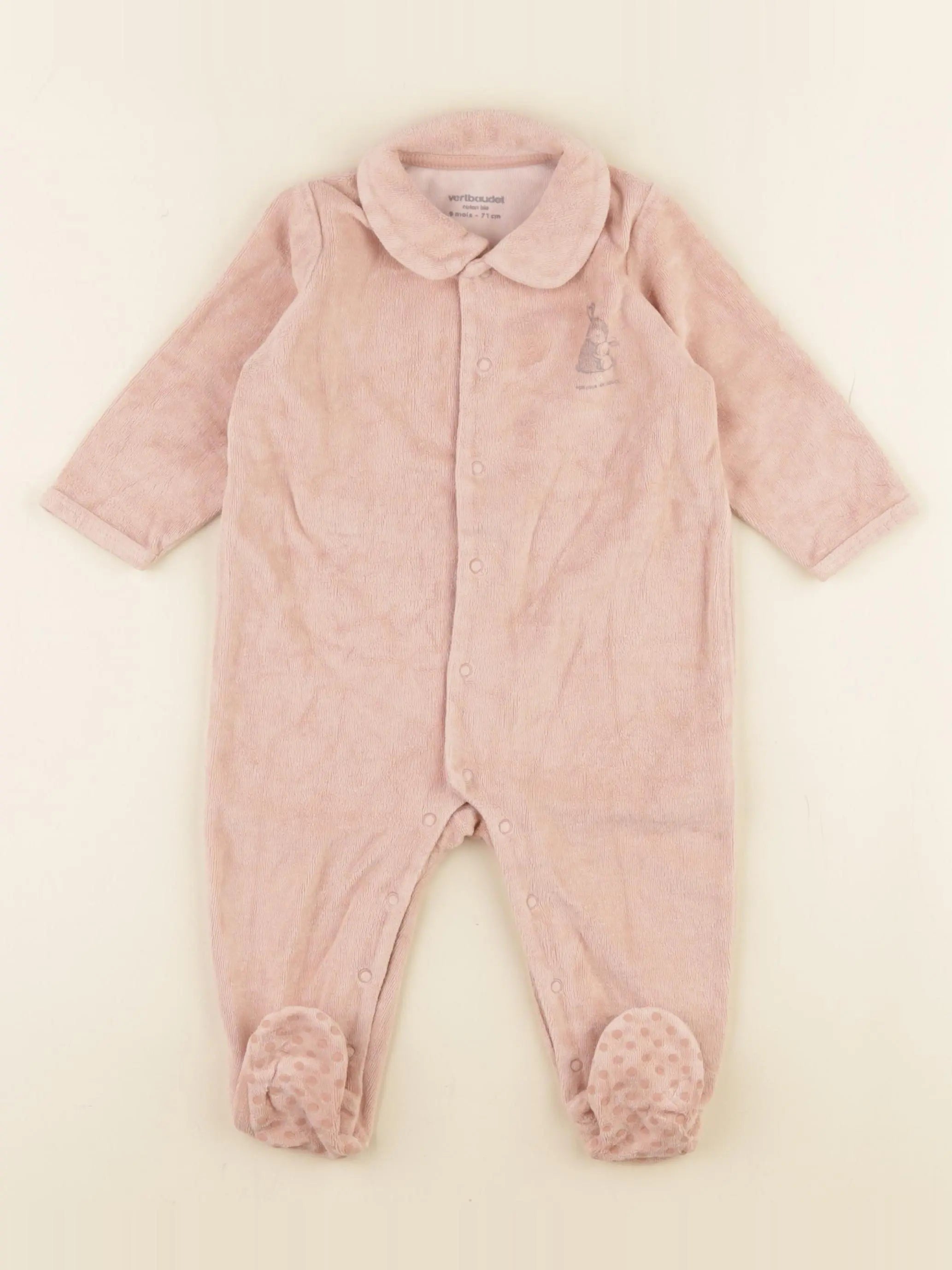 Vertbaudet - pyjama velours rose - 9 mois
