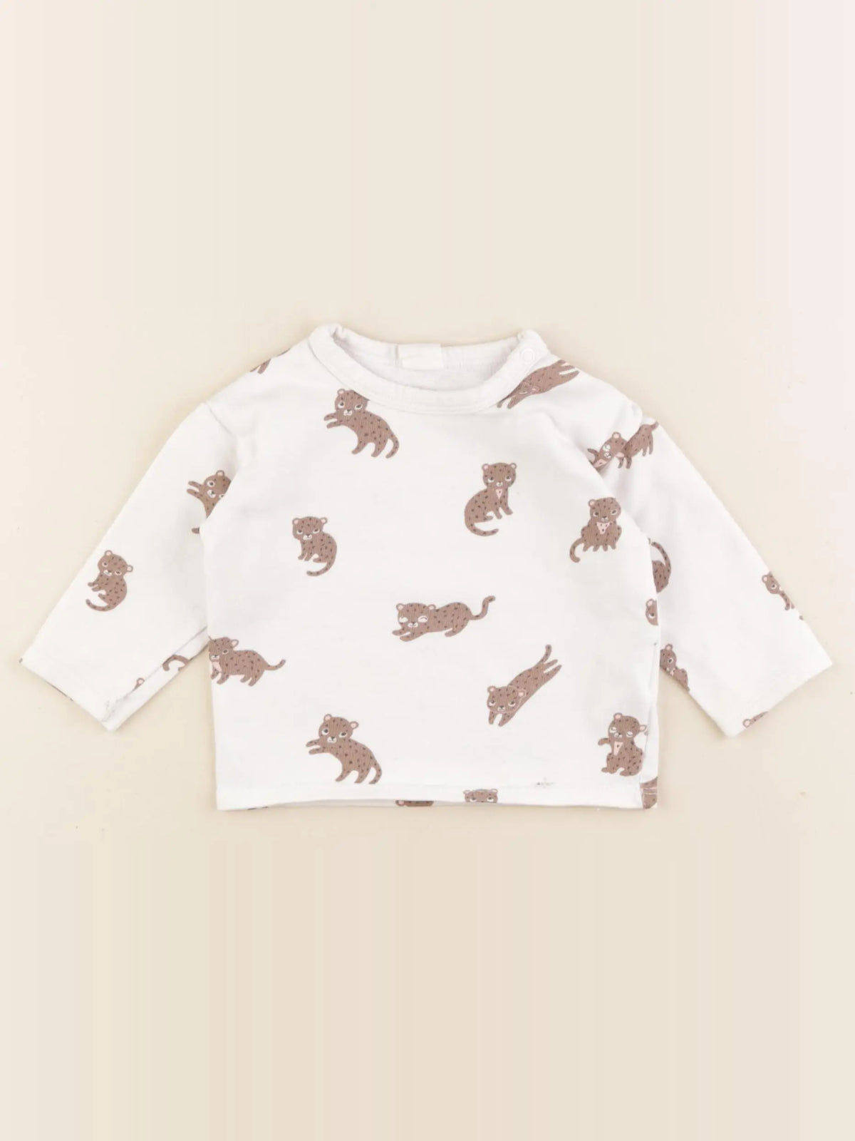 H&M - tee-shirt blanc, marron - 6 mois