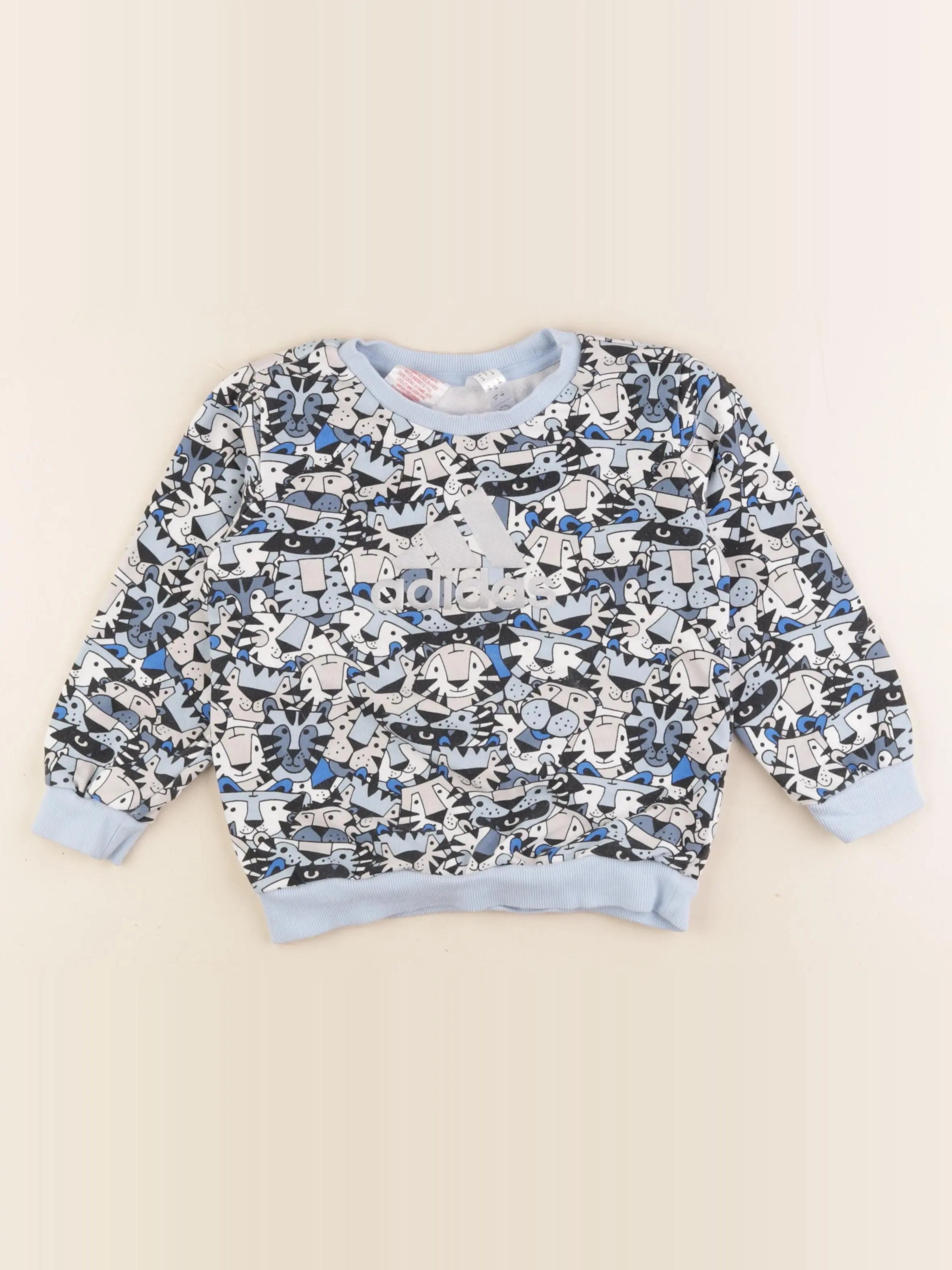 Adidas - sweat bleu, blanc - 3/4 ans