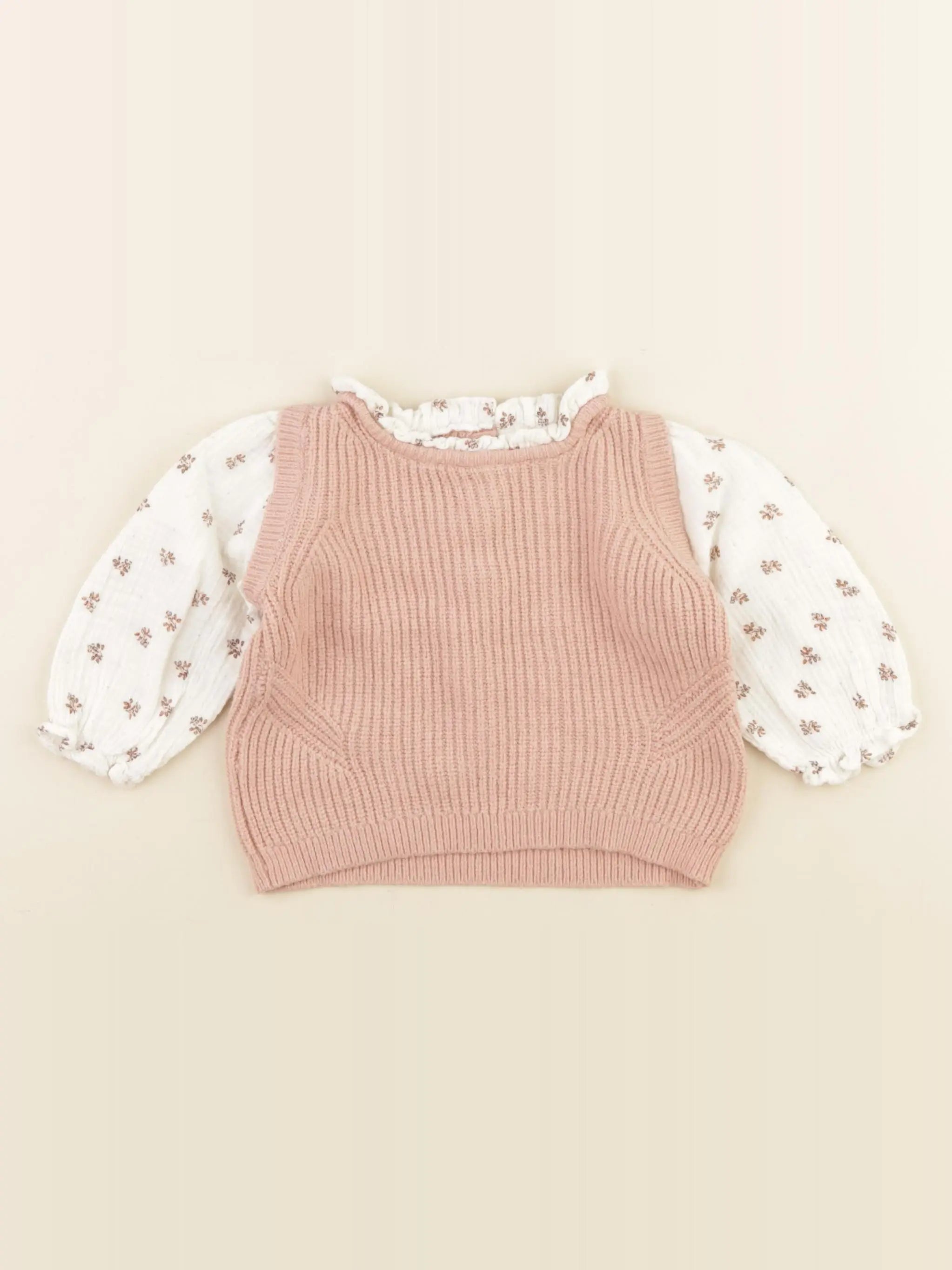 Vertbaudet - pull rose - 9 mois