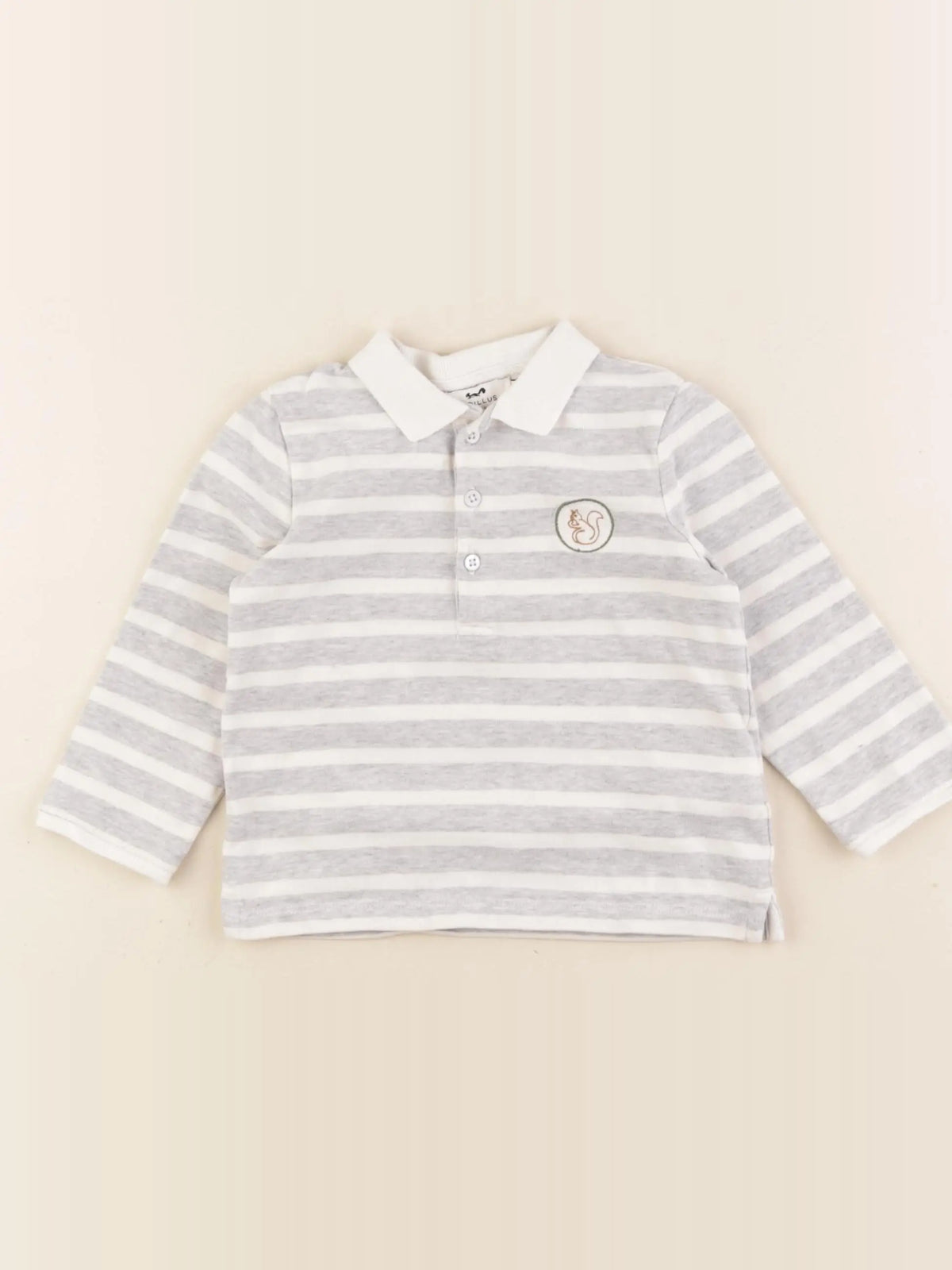 Cyrillus - polo gris, blanc - 18 mois