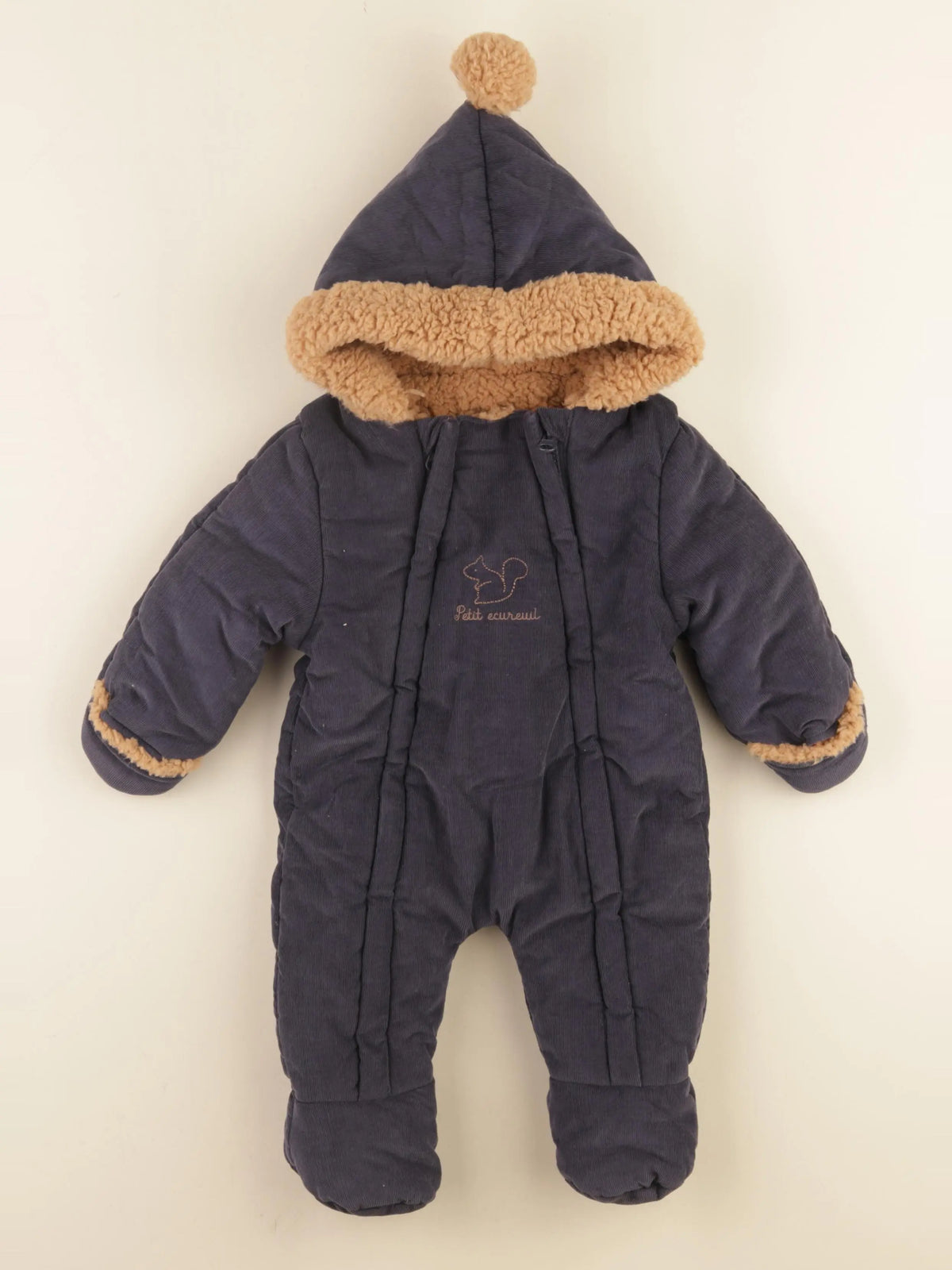 Vertbaudet - combi-pilote bleu, marron - 3 mois