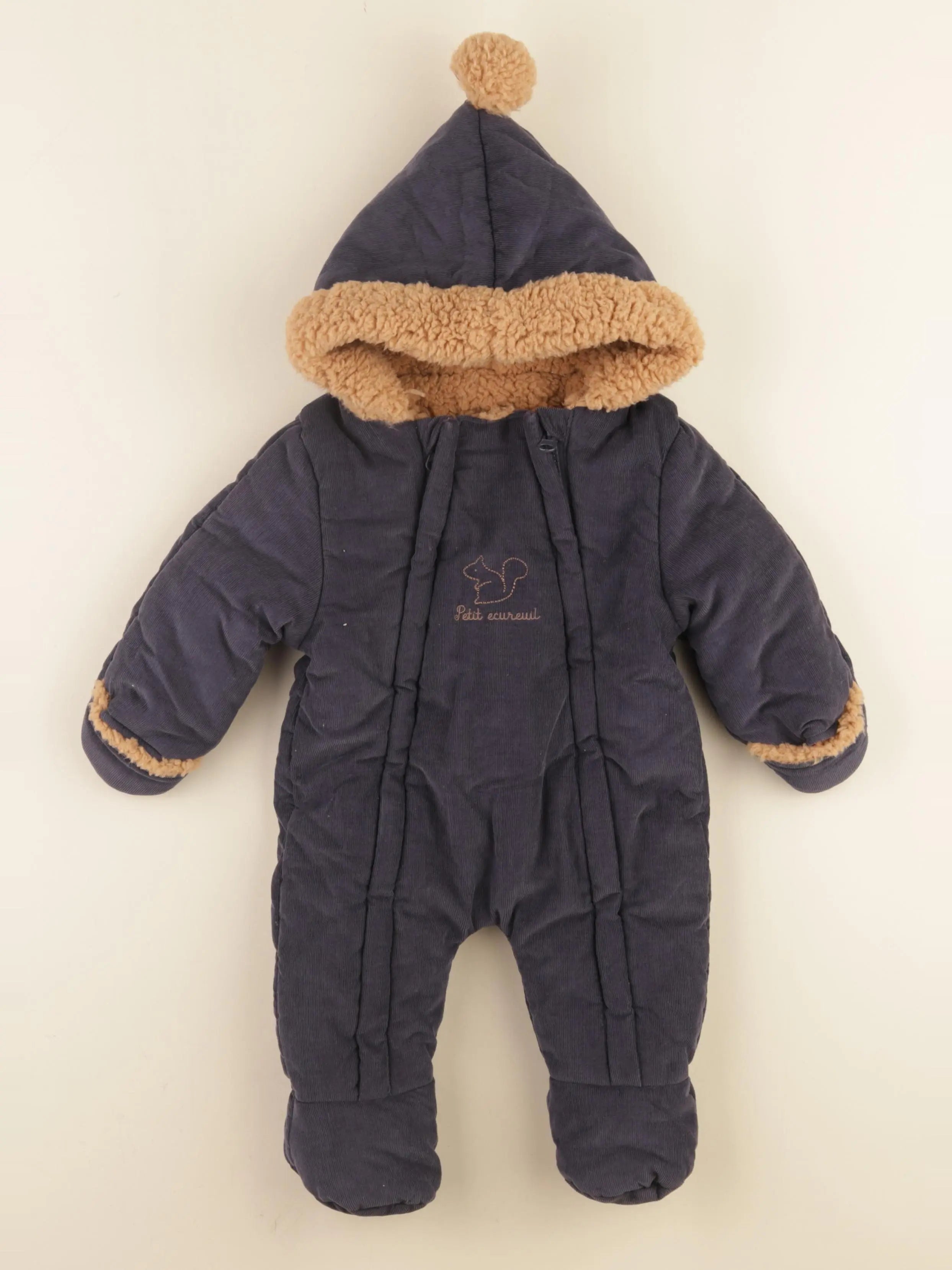 Vertbaudet - combi-pilote bleu, marron - 3 mois