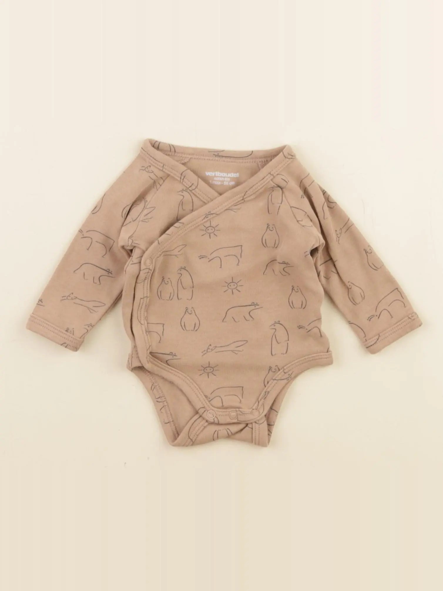 Vertbaudet - body marron, noir - 1 mois