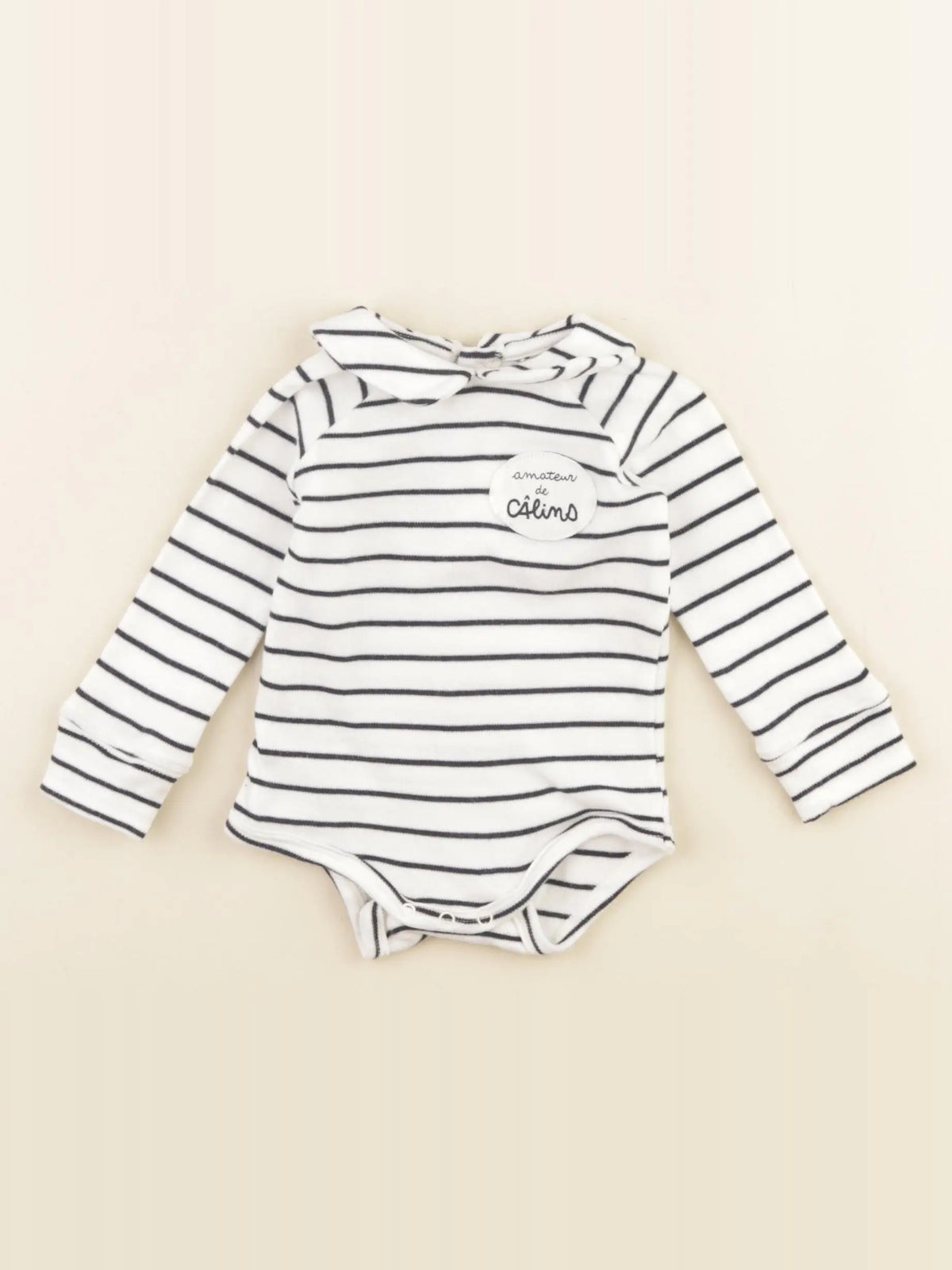 Vertbaudet - body à col blanc, bleu - 6 mois