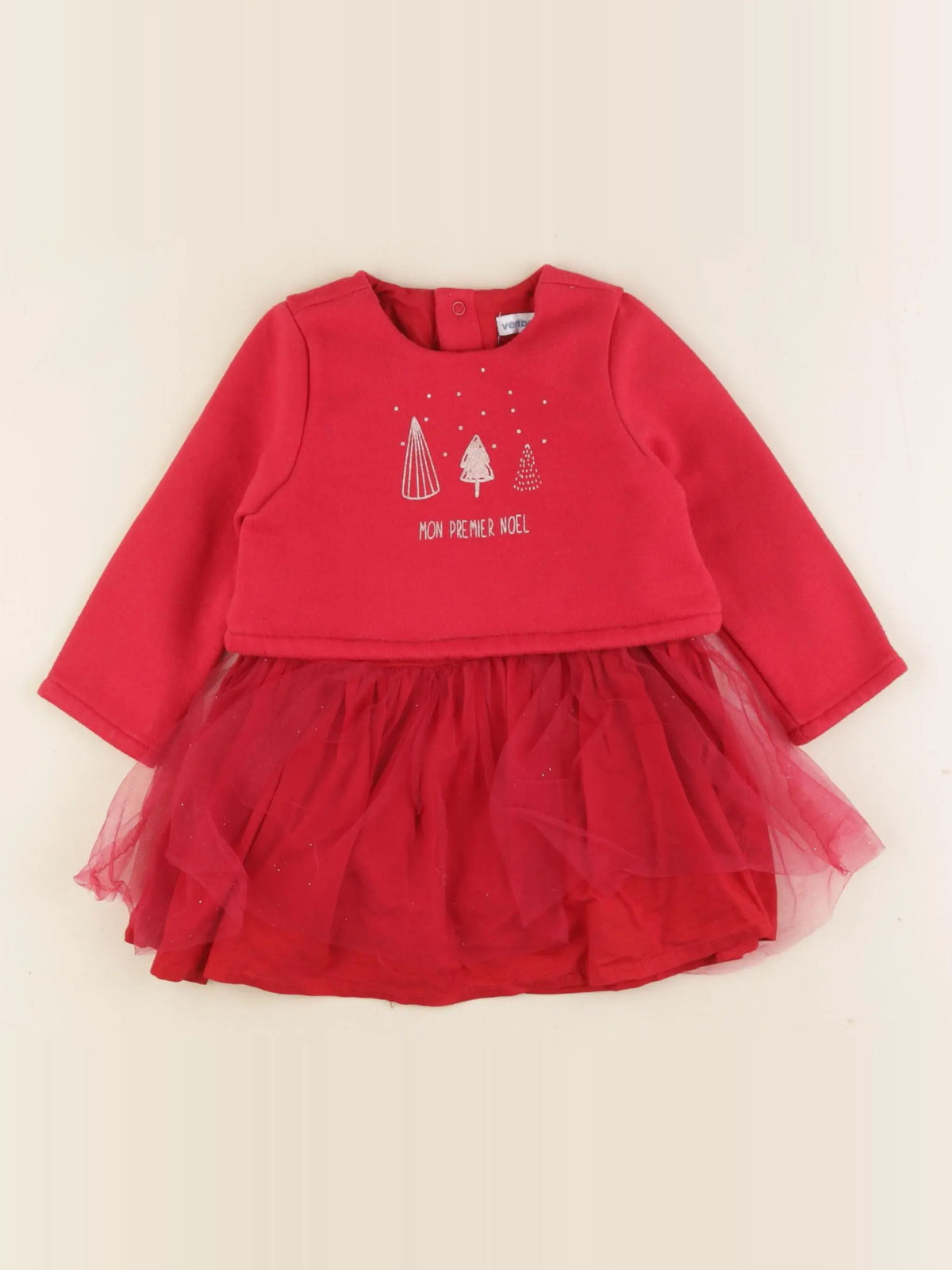 Vertbaudet - robe rouge, or - 9 mois