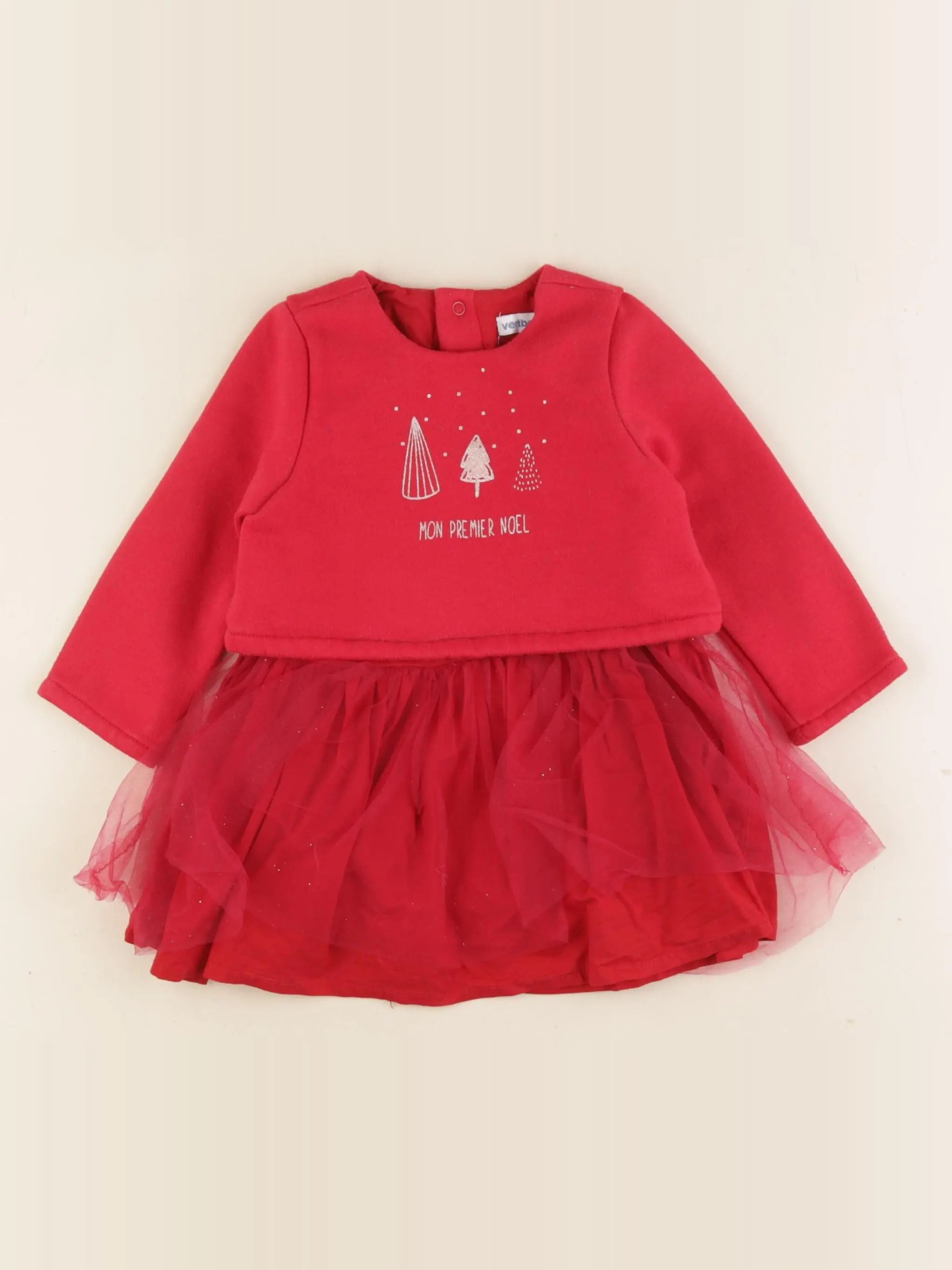 Vertbaudet - robe rouge, or - 9 mois