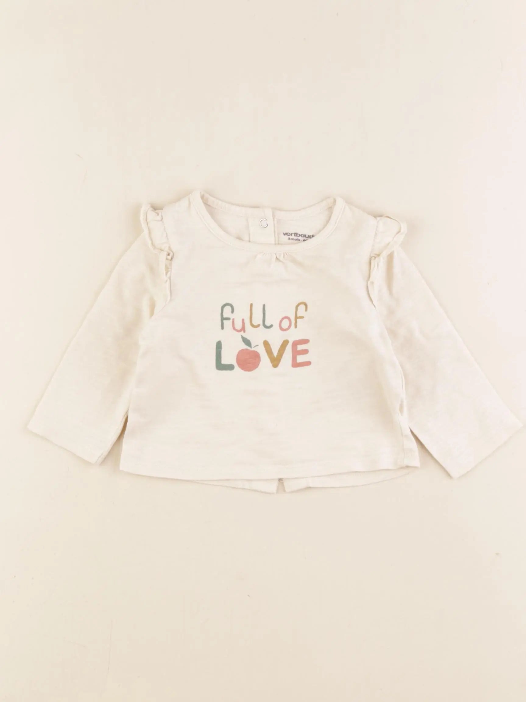 Vertbaudet - tee-shirt beige - 3 mois