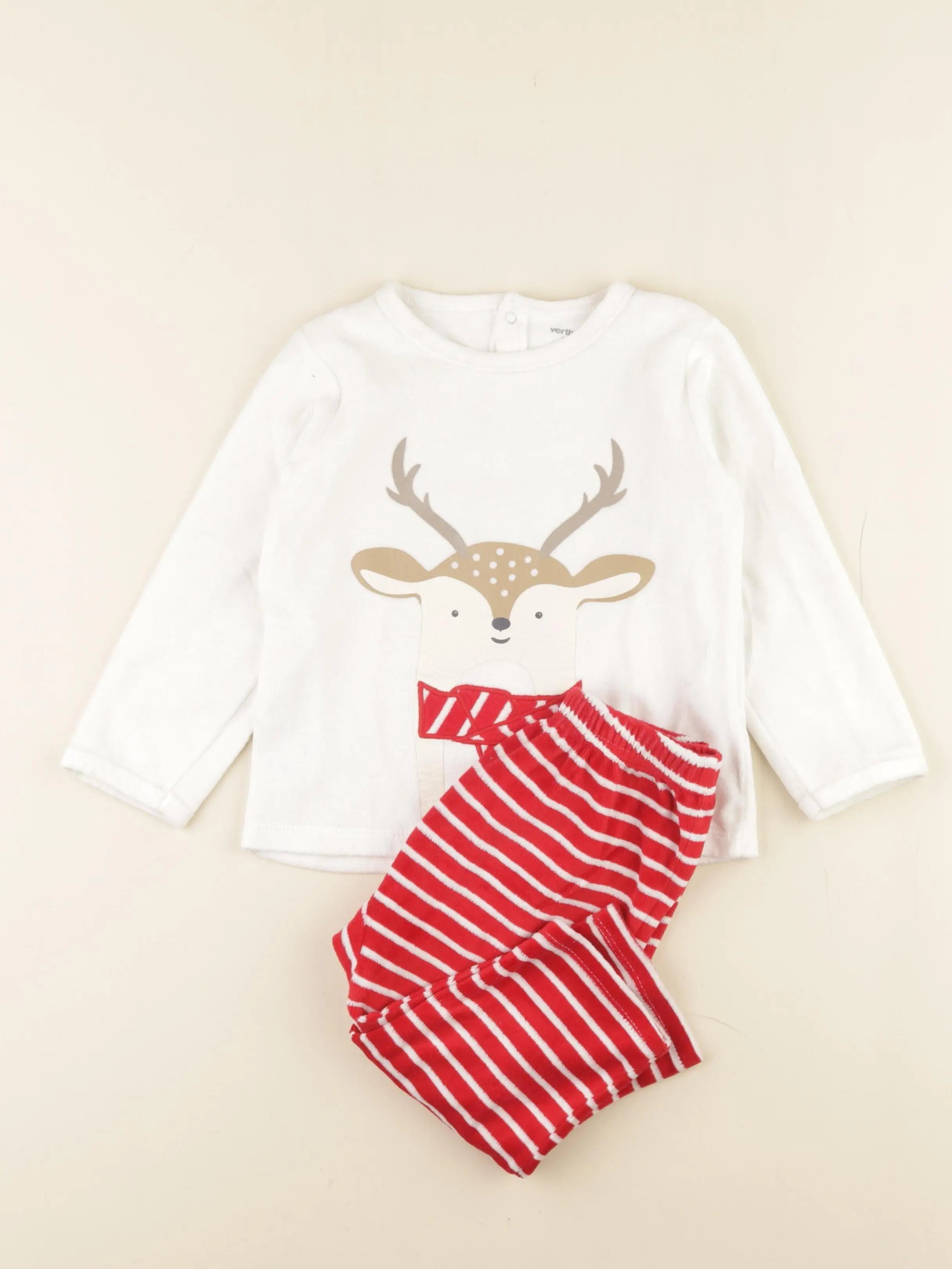 Vertbaudet - pyjama velours blanc, rouge - 3 ans