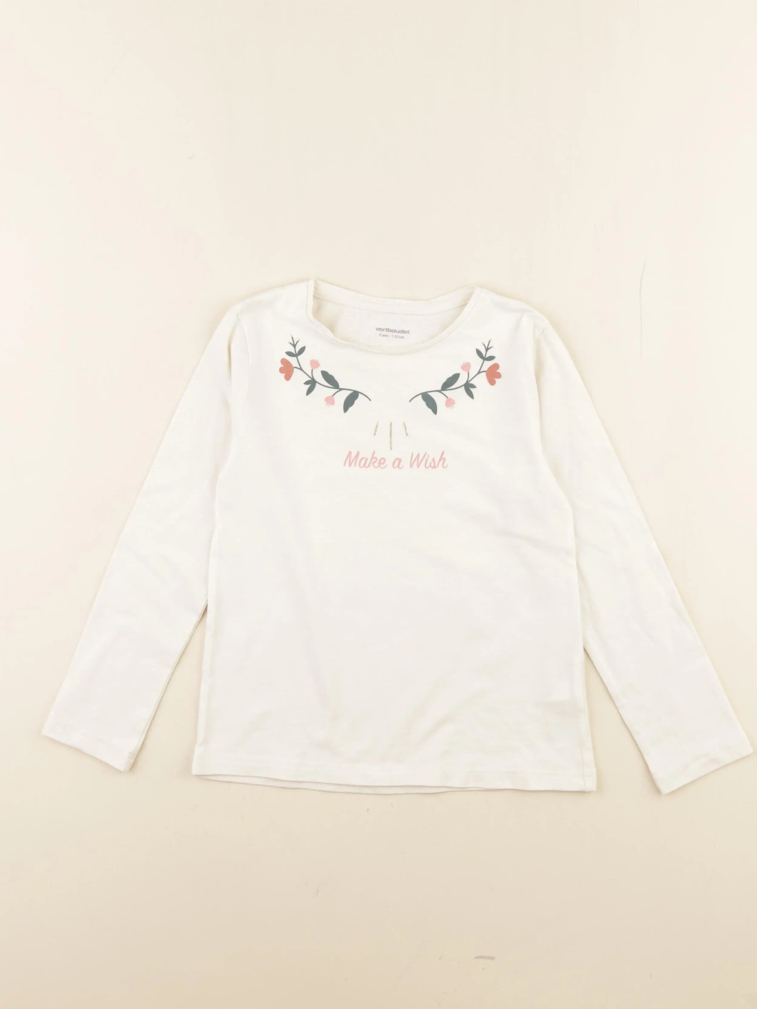 Vertbaudet - tee-shirt coton or, beige - 5 ans