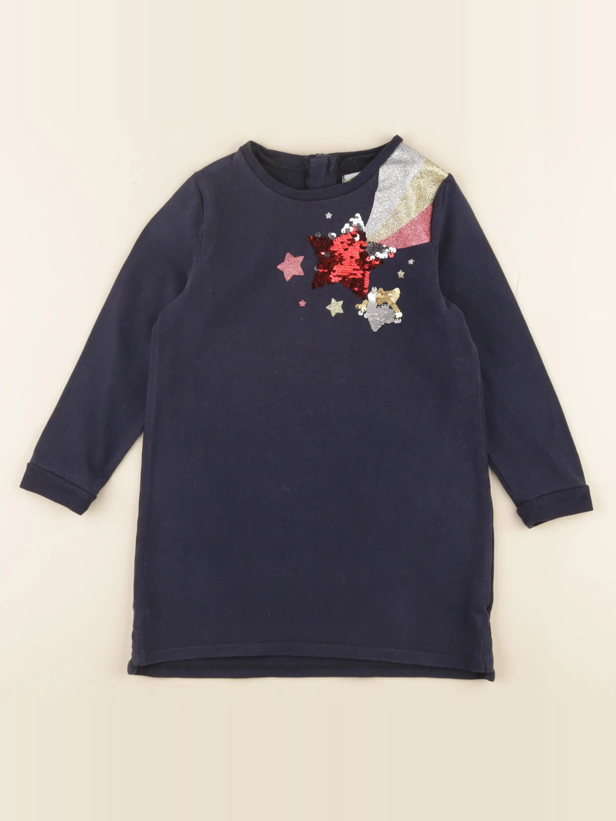 Vertbaudet - robe bleu, or, argent - 5 ans