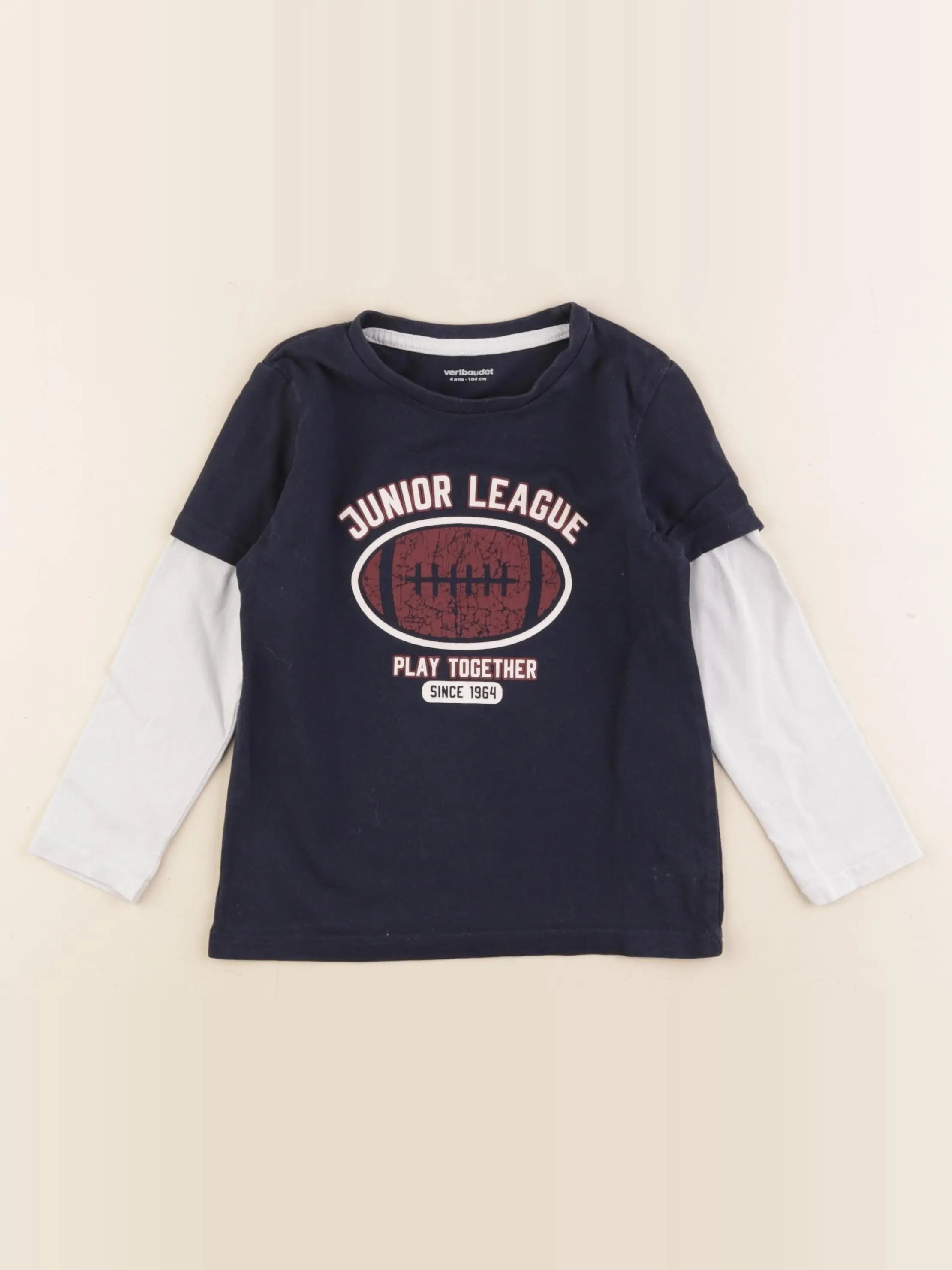 Vertbaudet - tee-shirt bleu, blanc - 4 ans