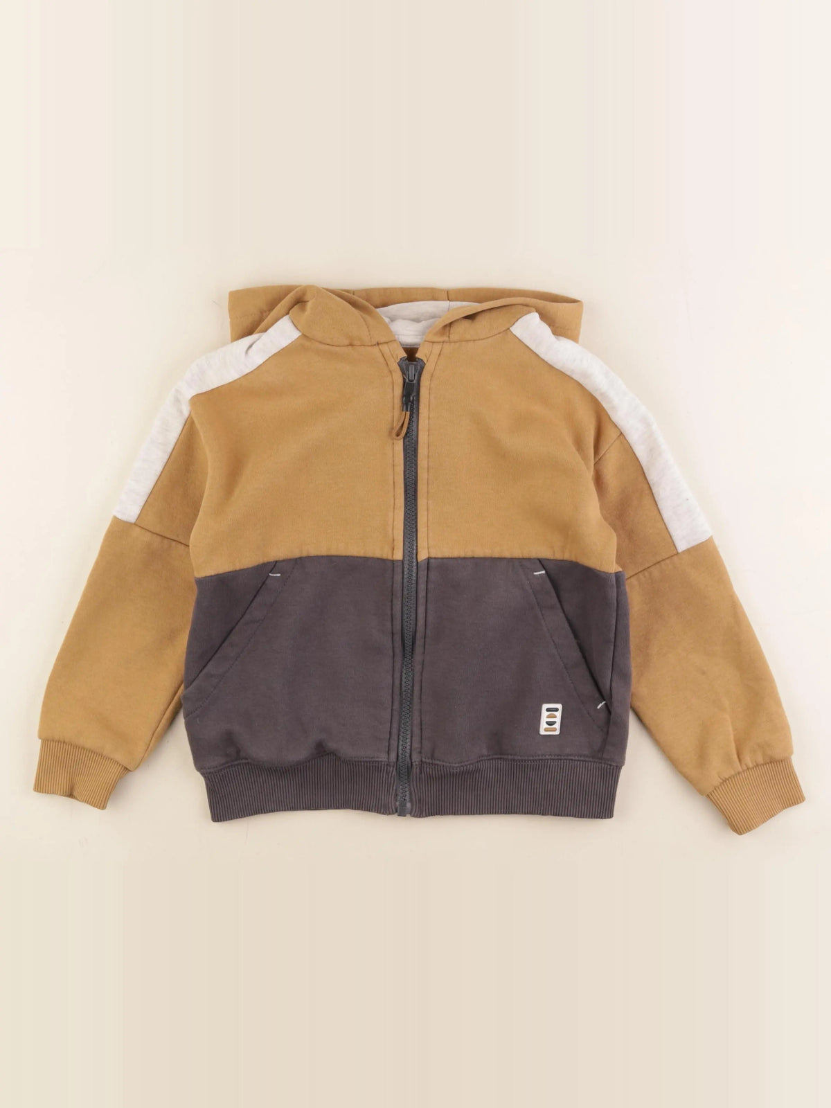 Vertbaudet - sweat marron, jaune - 6 ans