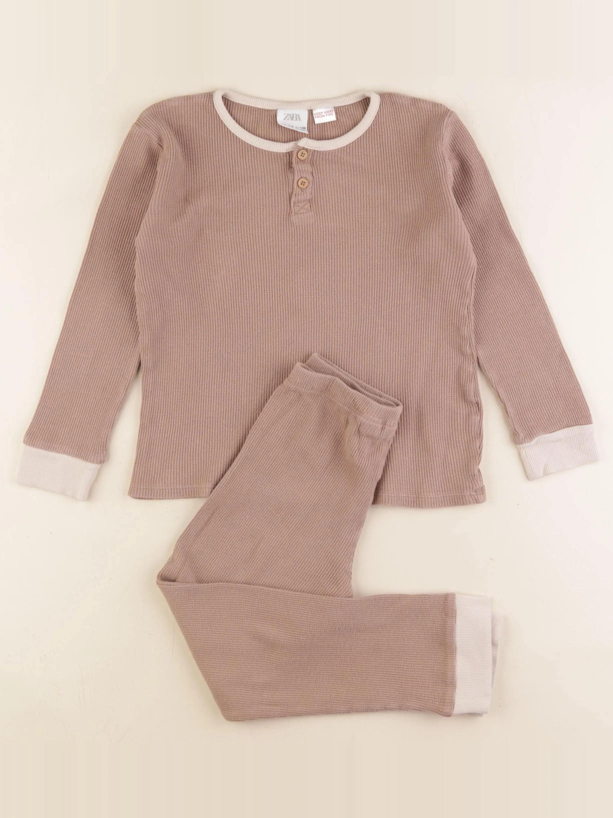Zara - pyjama coton marron - 7/8 ans
