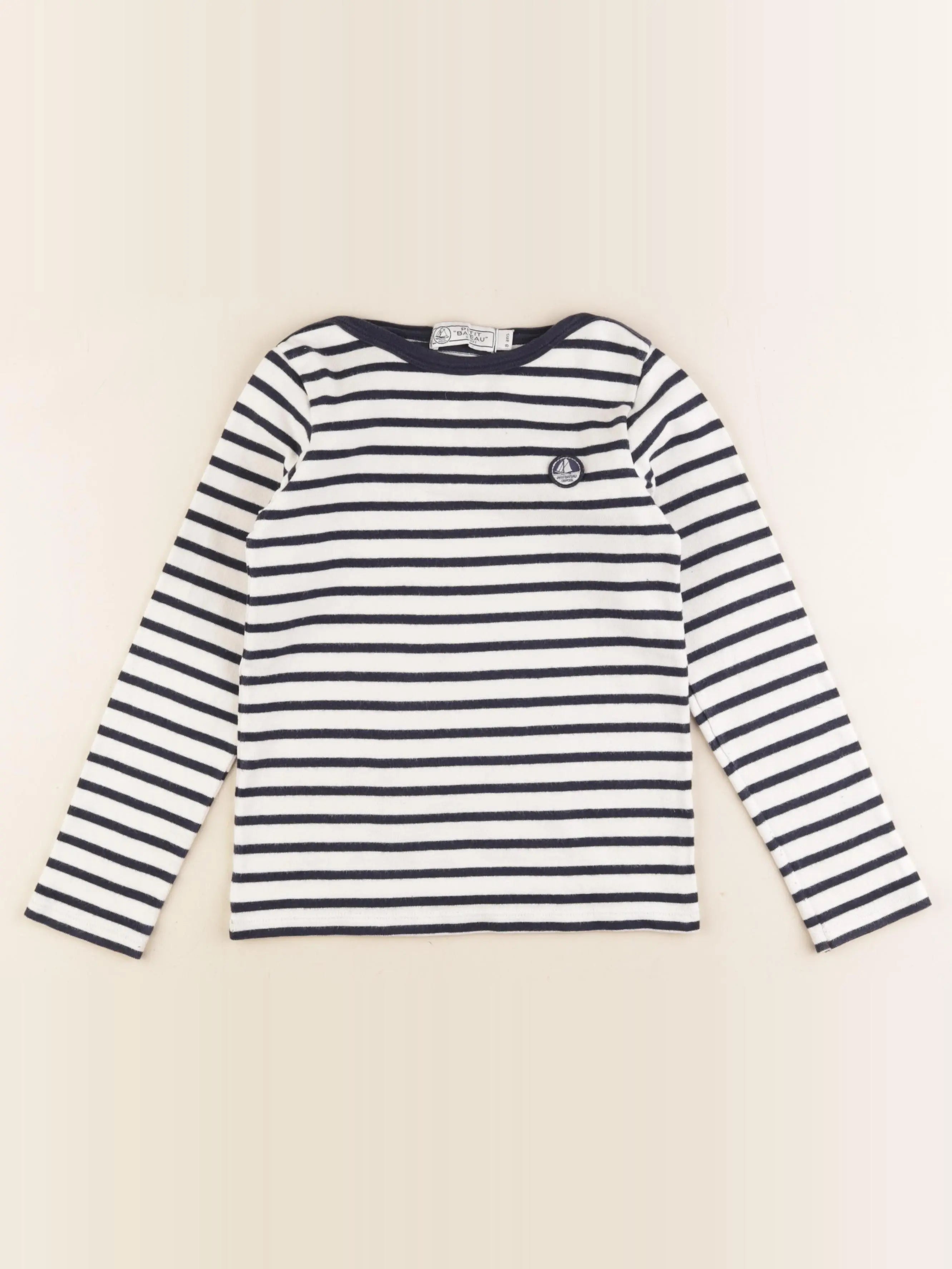 Petit Bateau - tee-shirt blanc, bleu - 8 ans