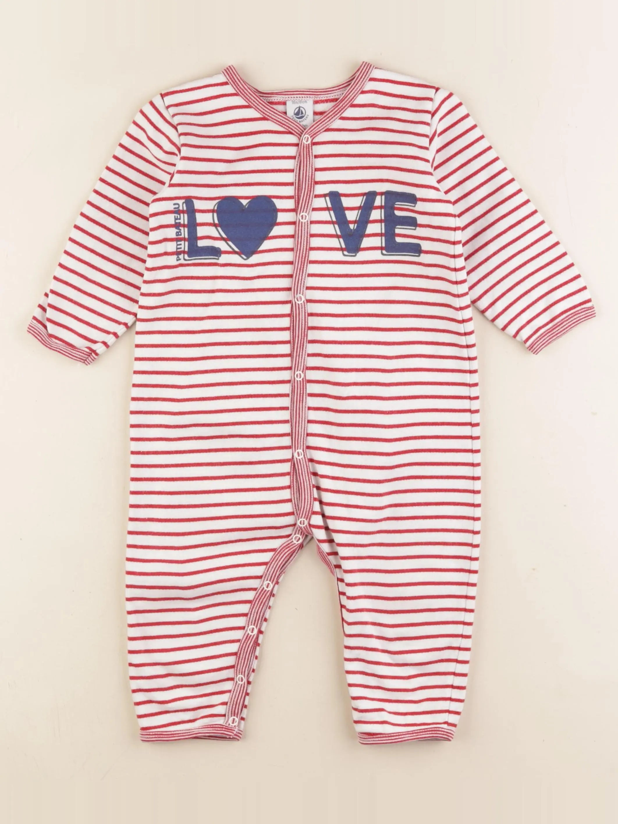 Petit Bateau - pyjama rouge - 18 mois