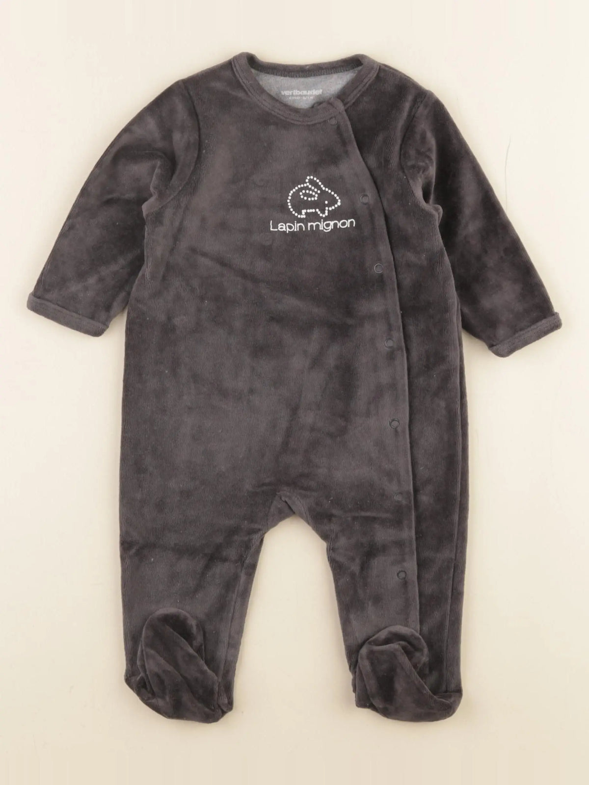 Vertbaudet - pyjama velours gris - 6 mois