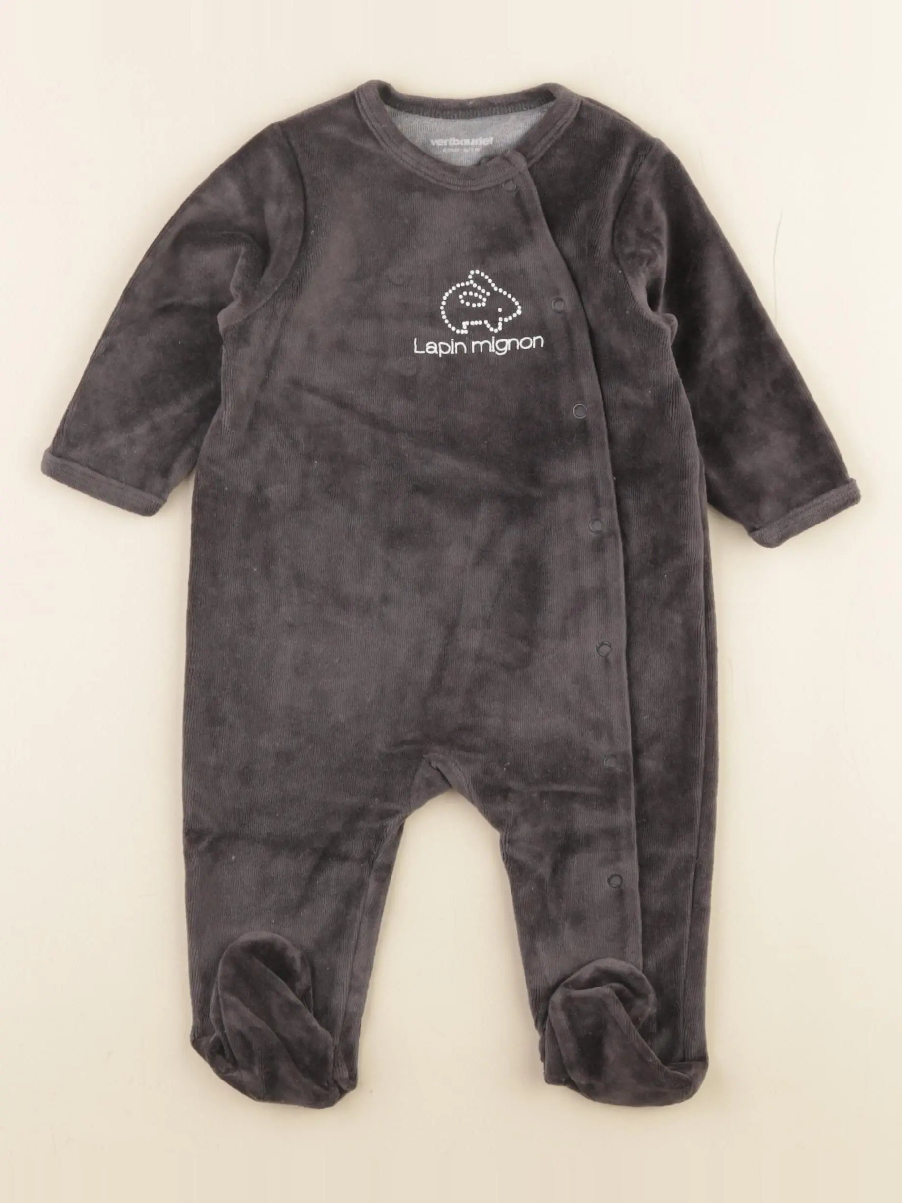 Vertbaudet - pyjama velours gris - 6 mois