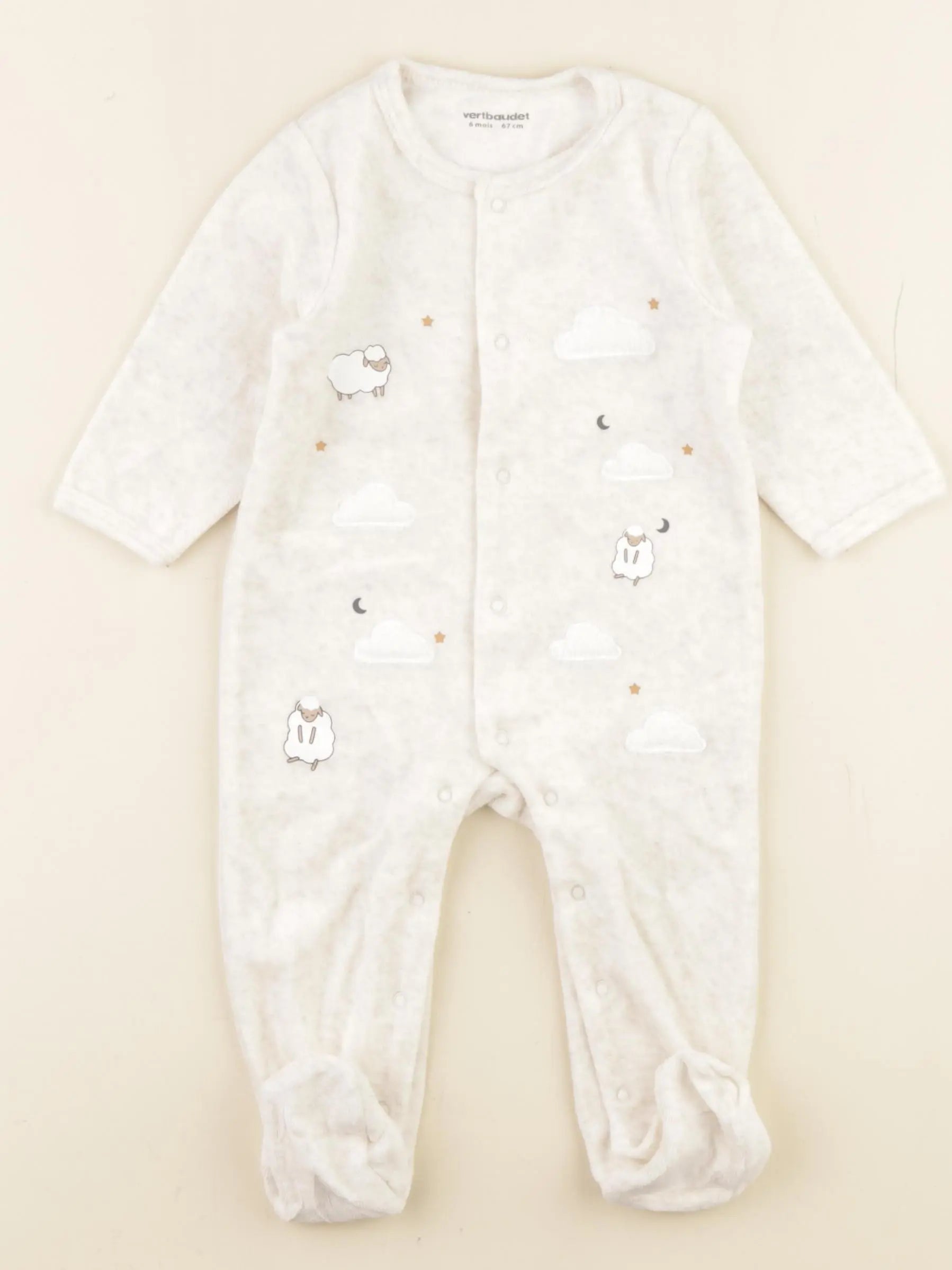 Vertbaudet - pyjama velours beige - 6 mois