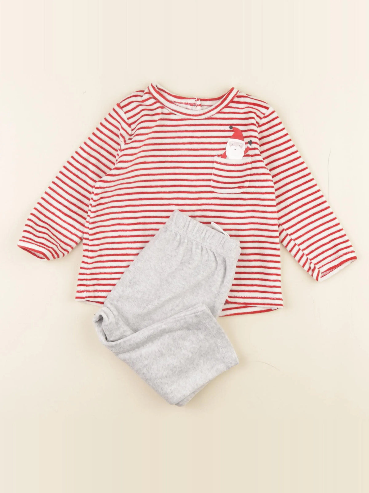 Vertbaudet - pyjama velours rouge - 18 mois