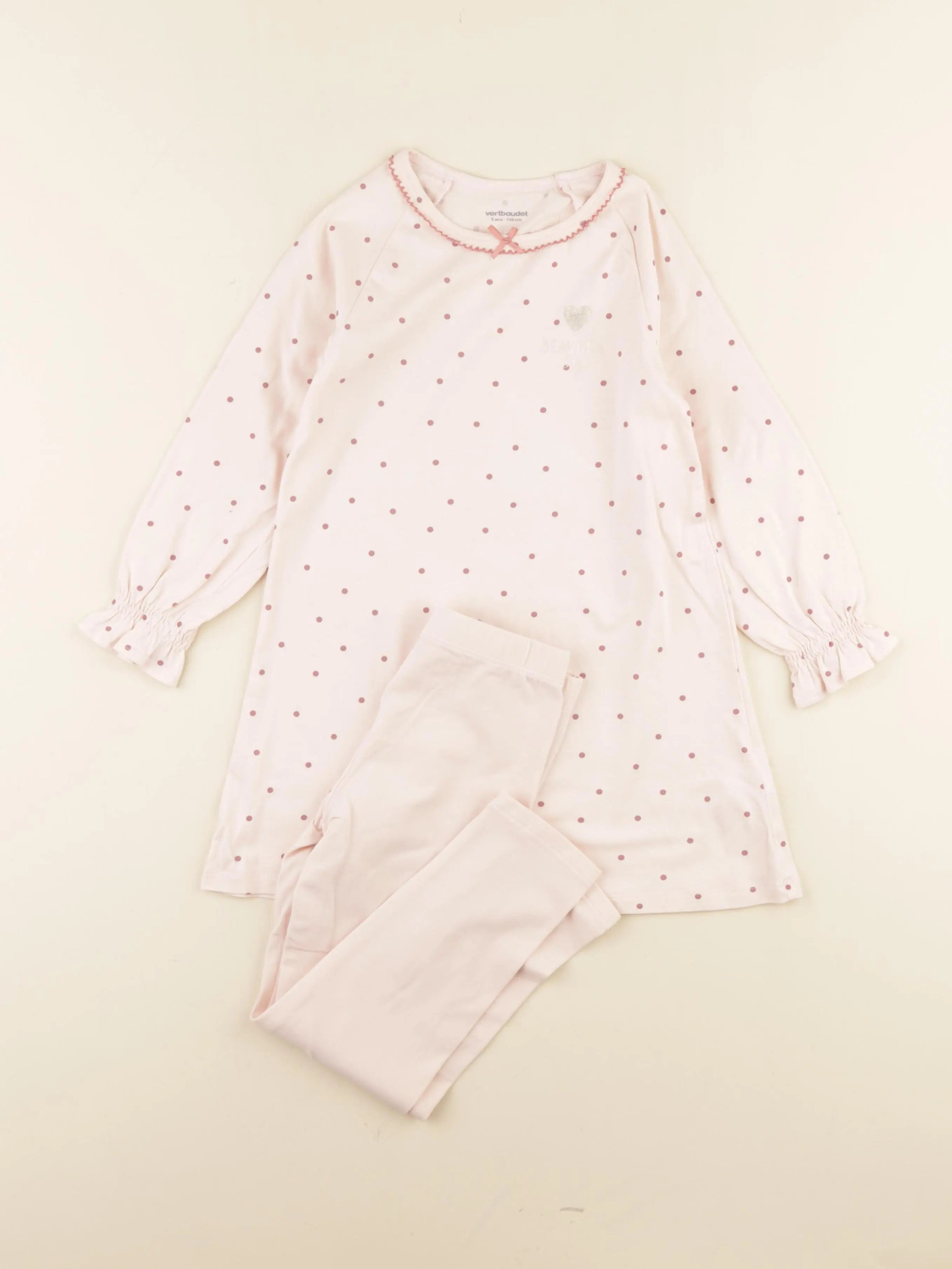 Vertbaudet - pyjama coton rose - 5 ans