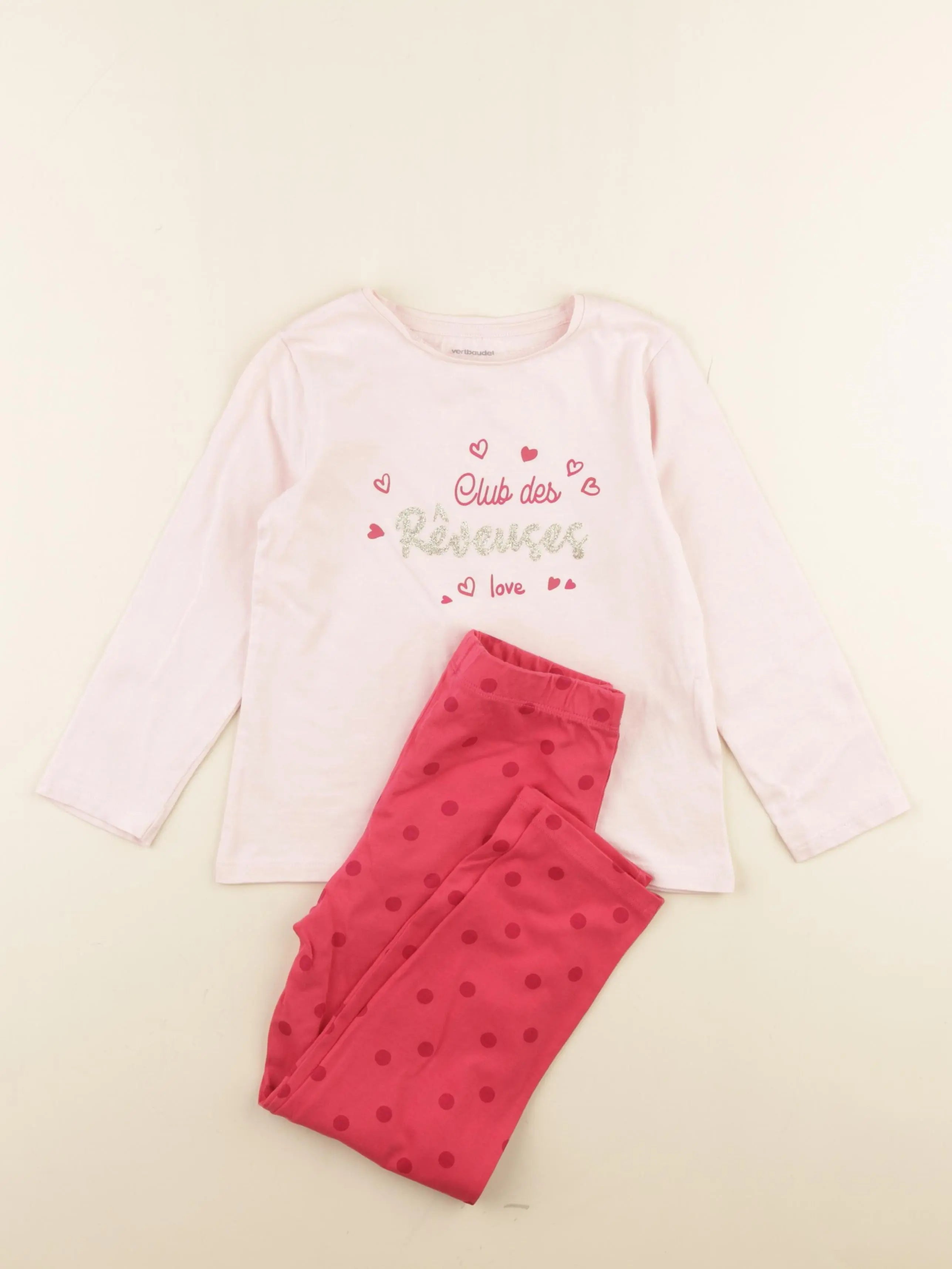Vertbaudet - pyjama coton rose - 5 ans