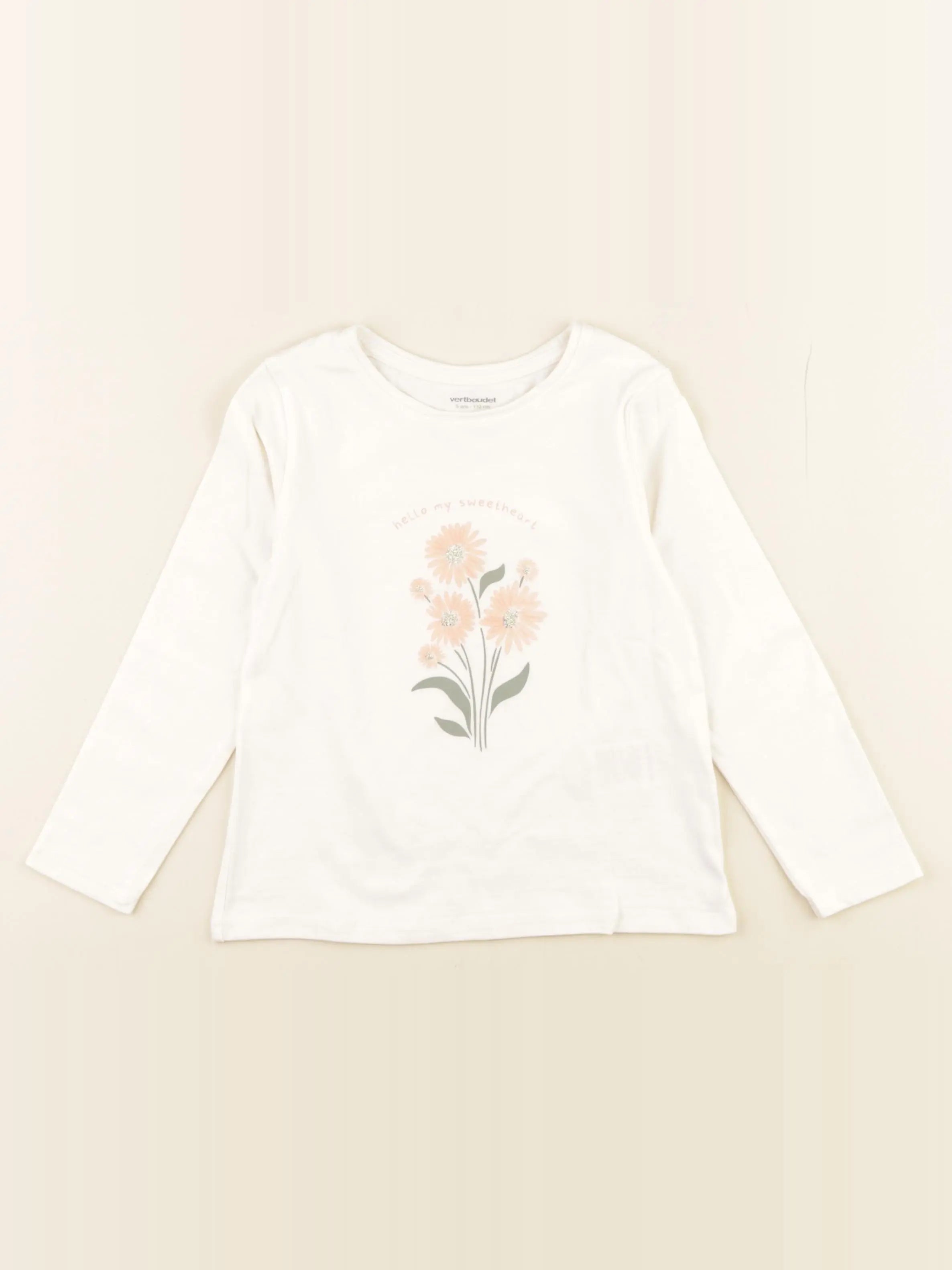 Vertbaudet - tee-shirt beige - 5 ans