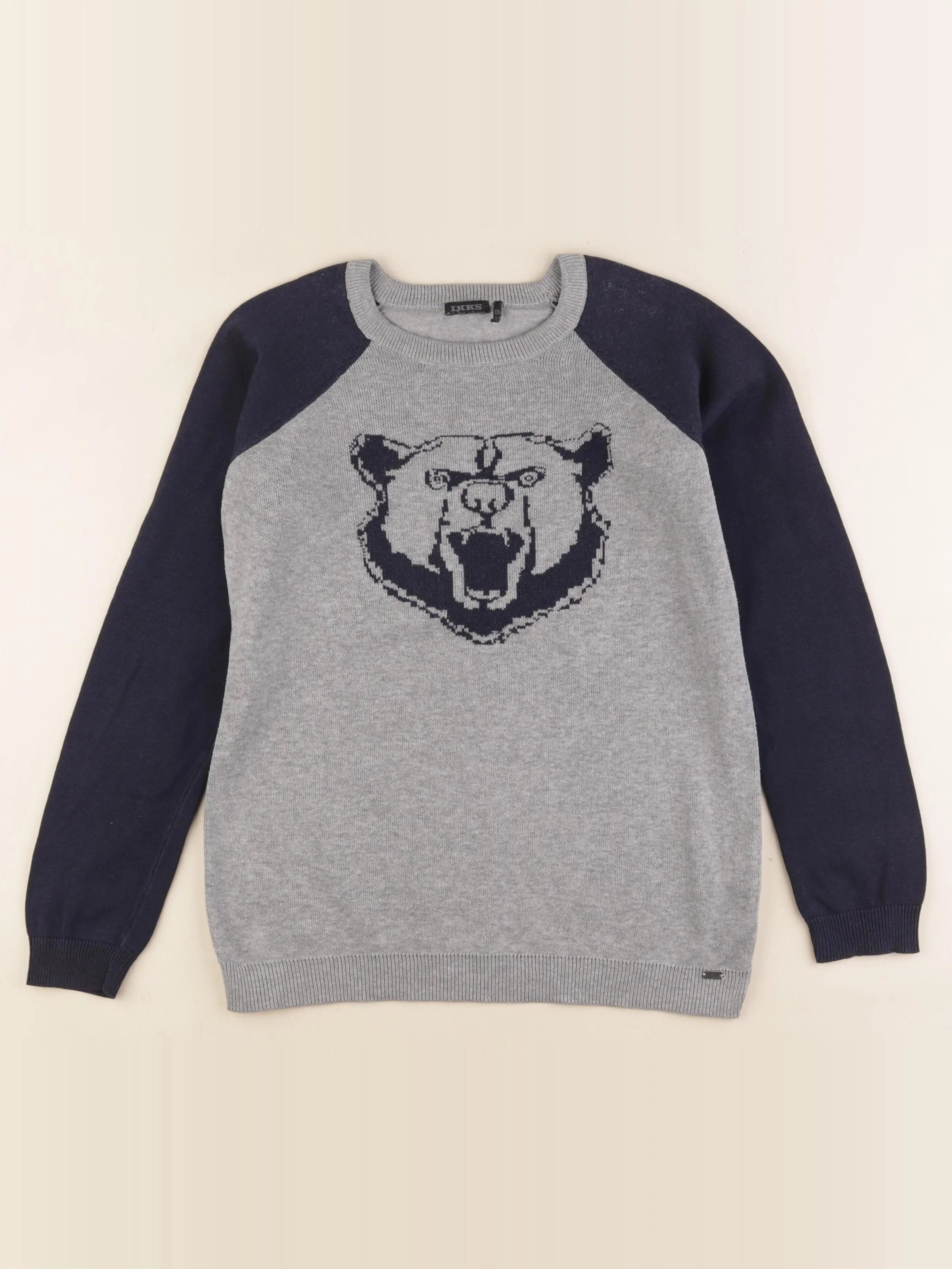 IKKS - pull bleu, gris - 12 ans