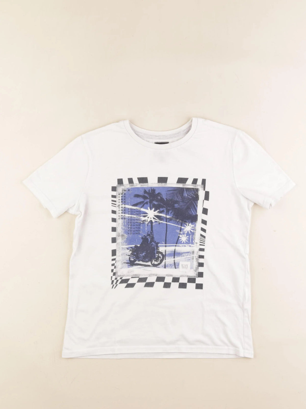 IKKS - tee-shirt blanc, bleu - 10 ans