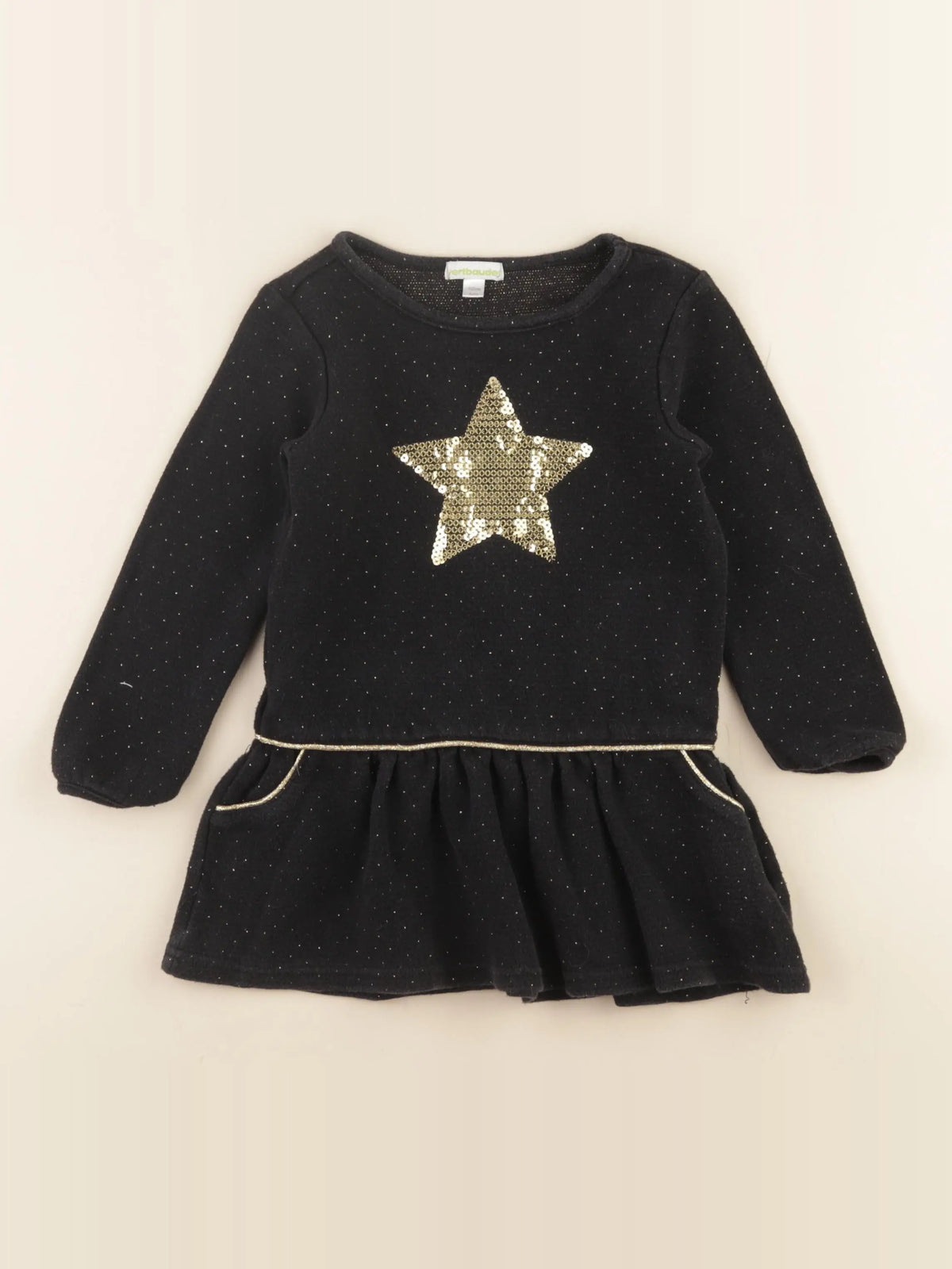 Vertbaudet - robe noir, or - 4 ans