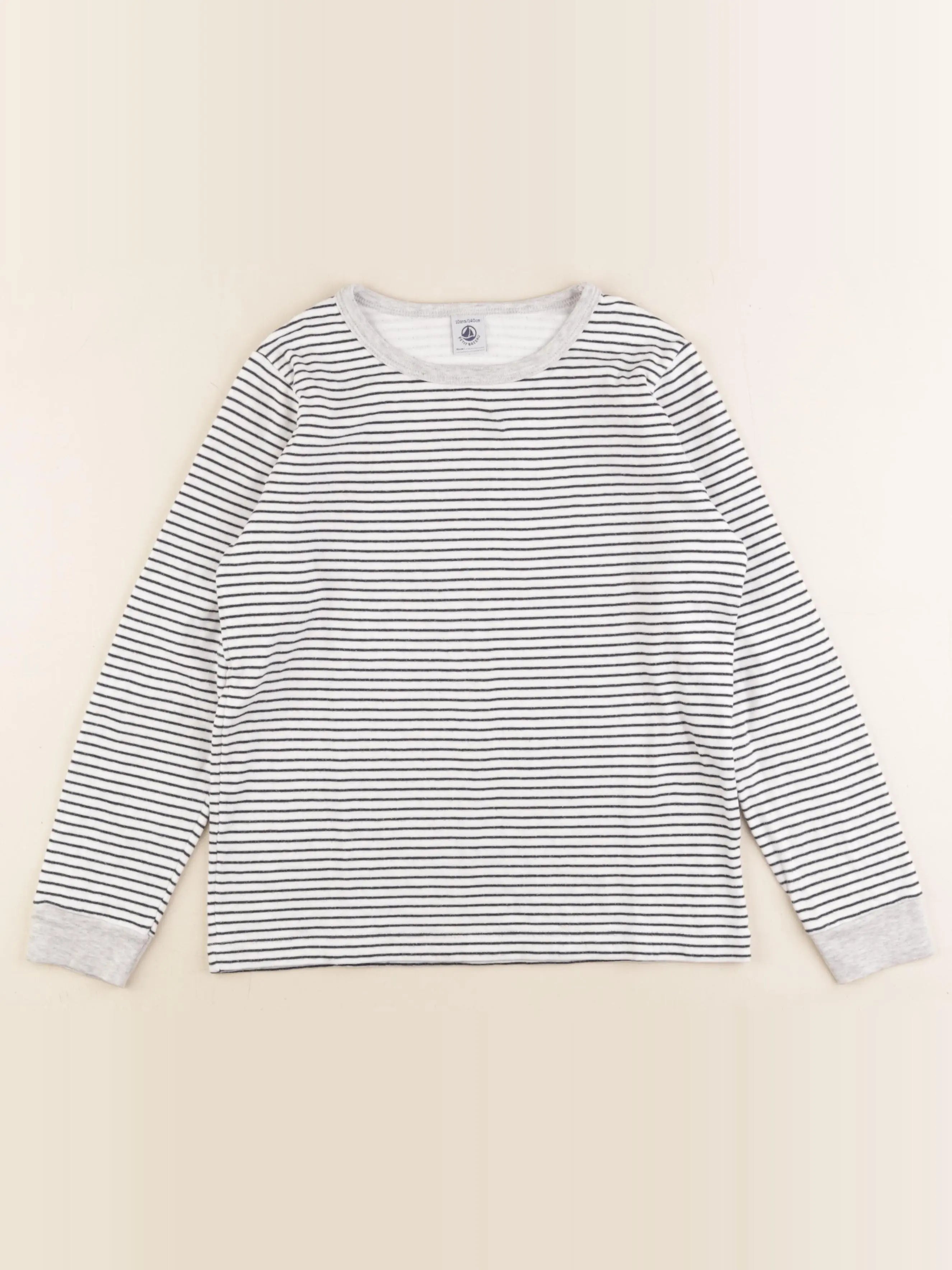 Petit Bateau - tee-shirt bleu, blanc - 10 ans