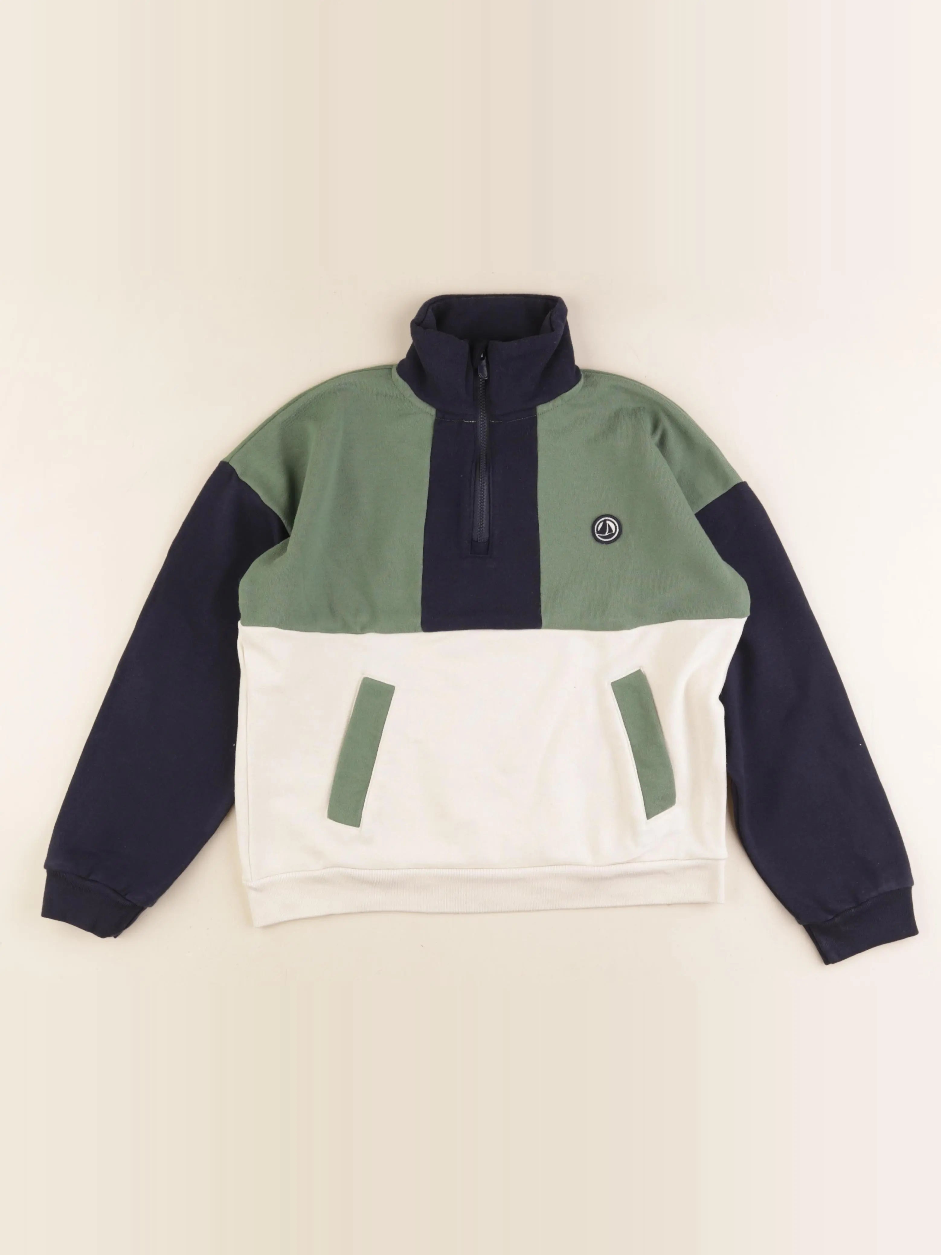 Petit Bateau - sweat bleu, blanc - 10 ans