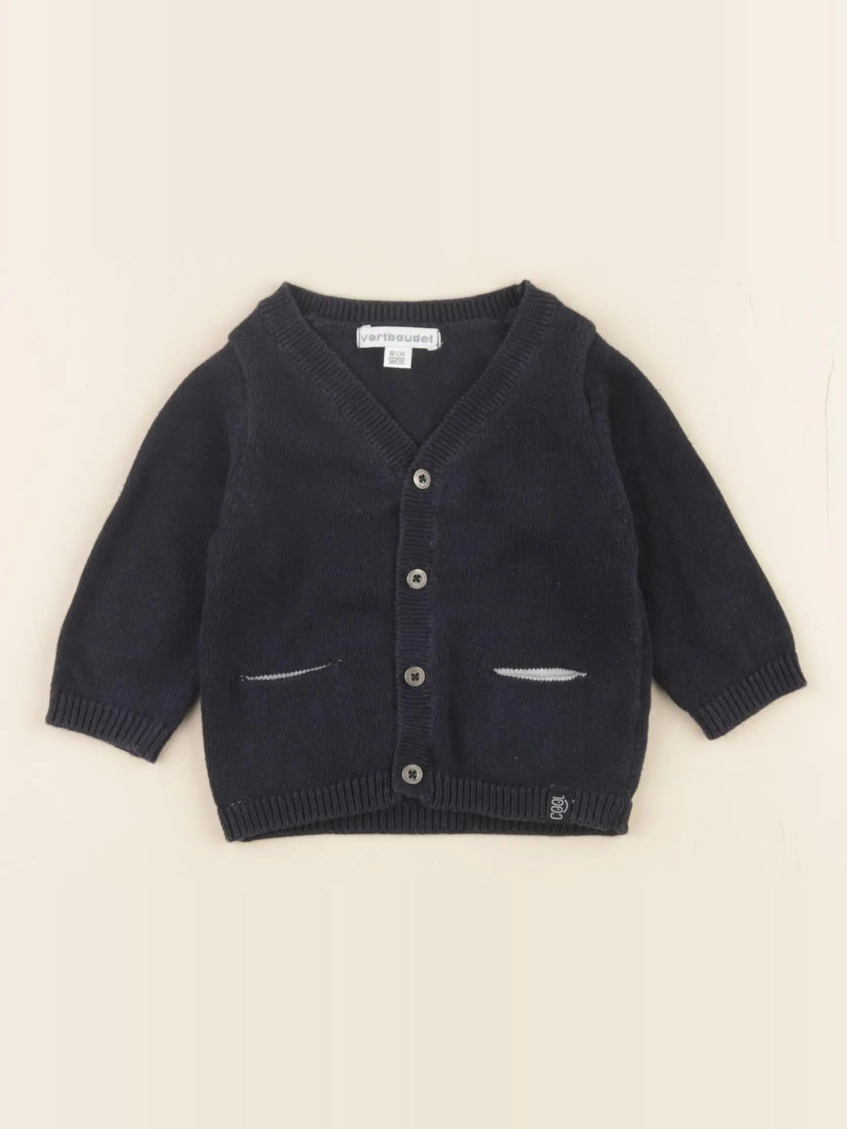 Vertbaudet - gilet bleu - 3 mois