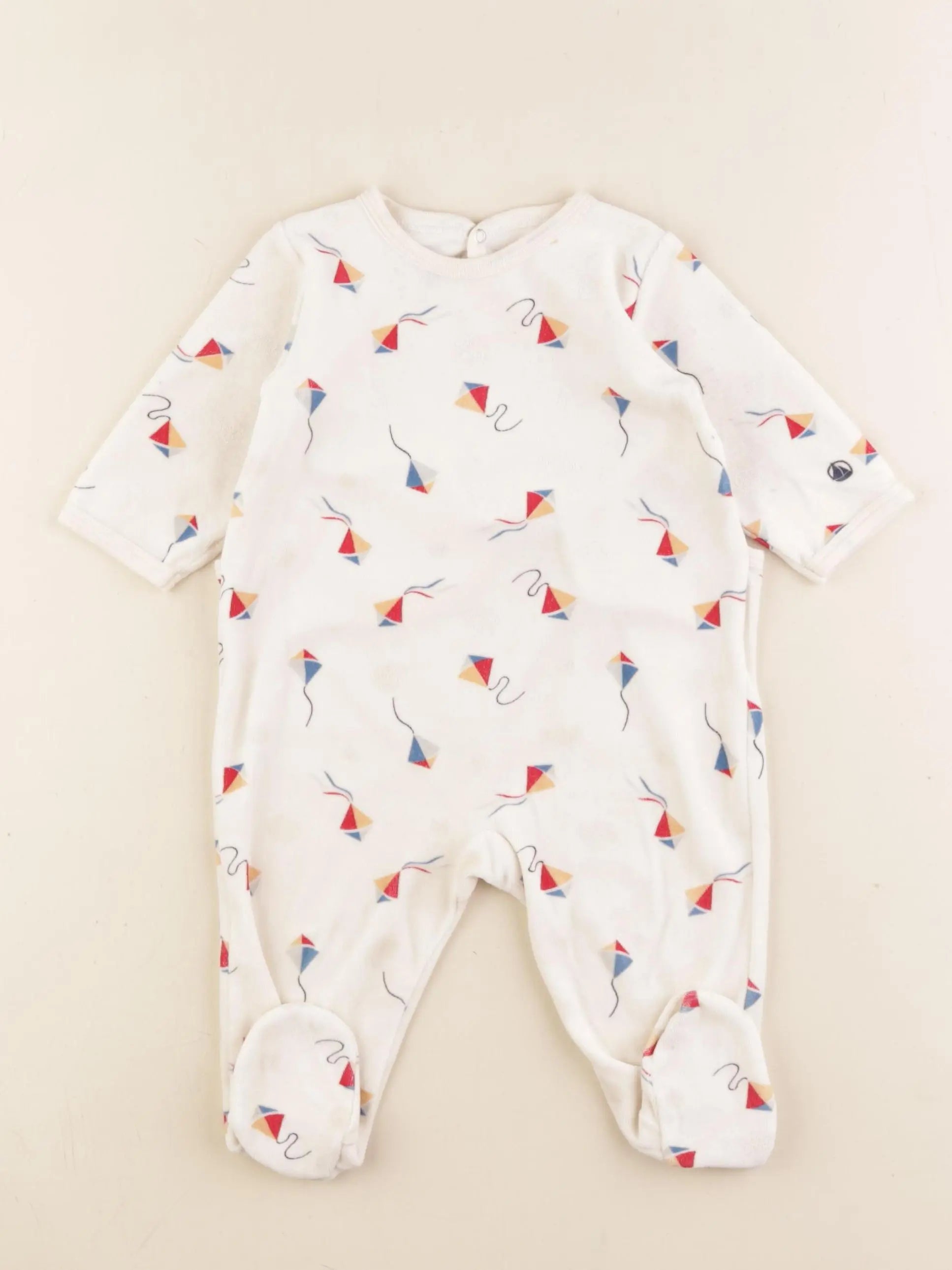 Petit Bateau - pyjama velours beige - 6 mois