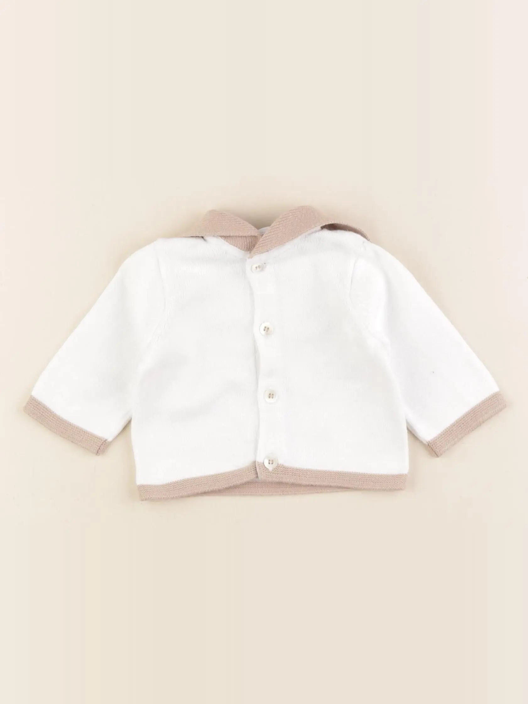 Jacadi - gilet blanc, beige - 1 mois