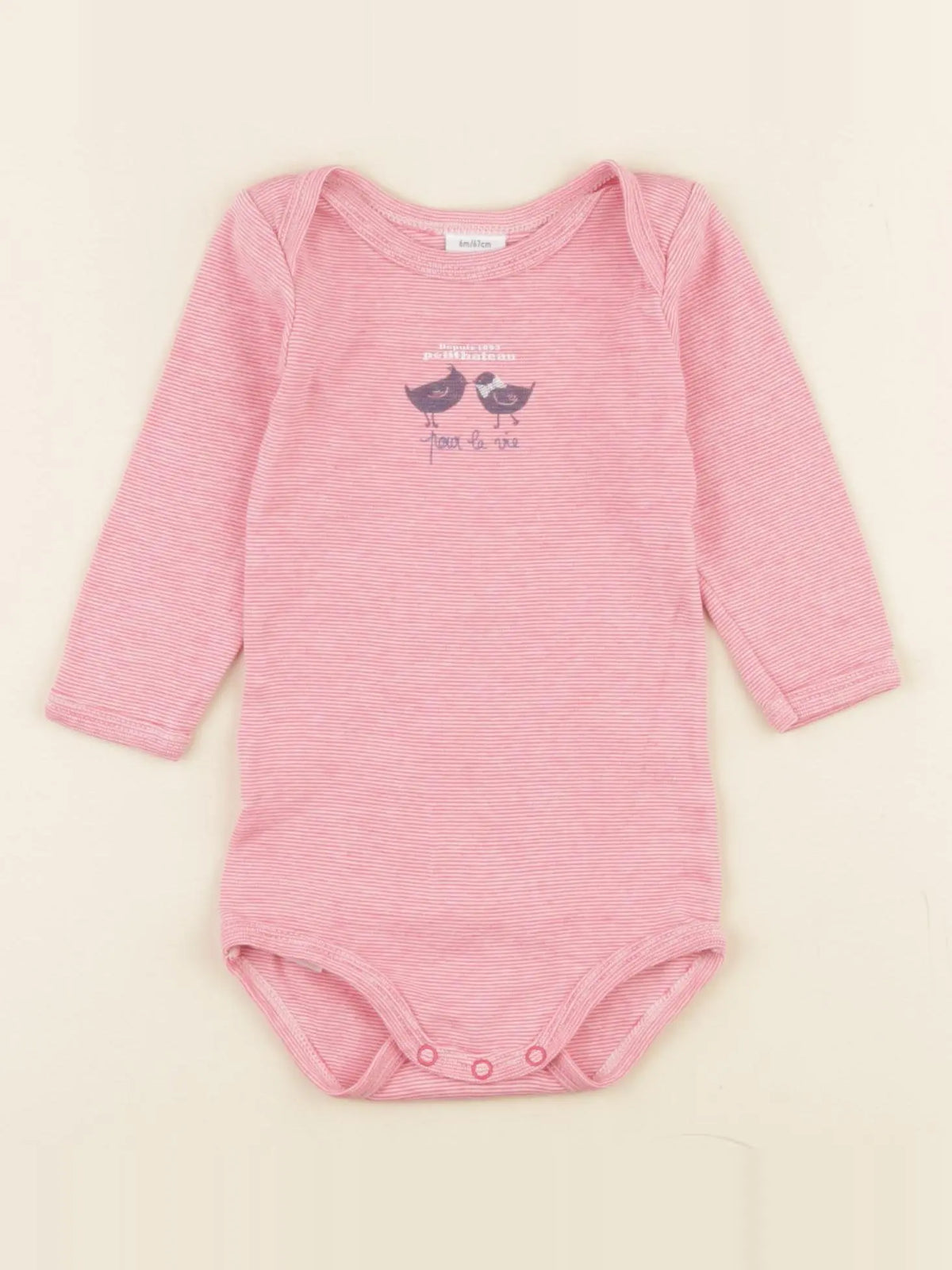 Petit Bateau - body rouge, blanc - 6 mois