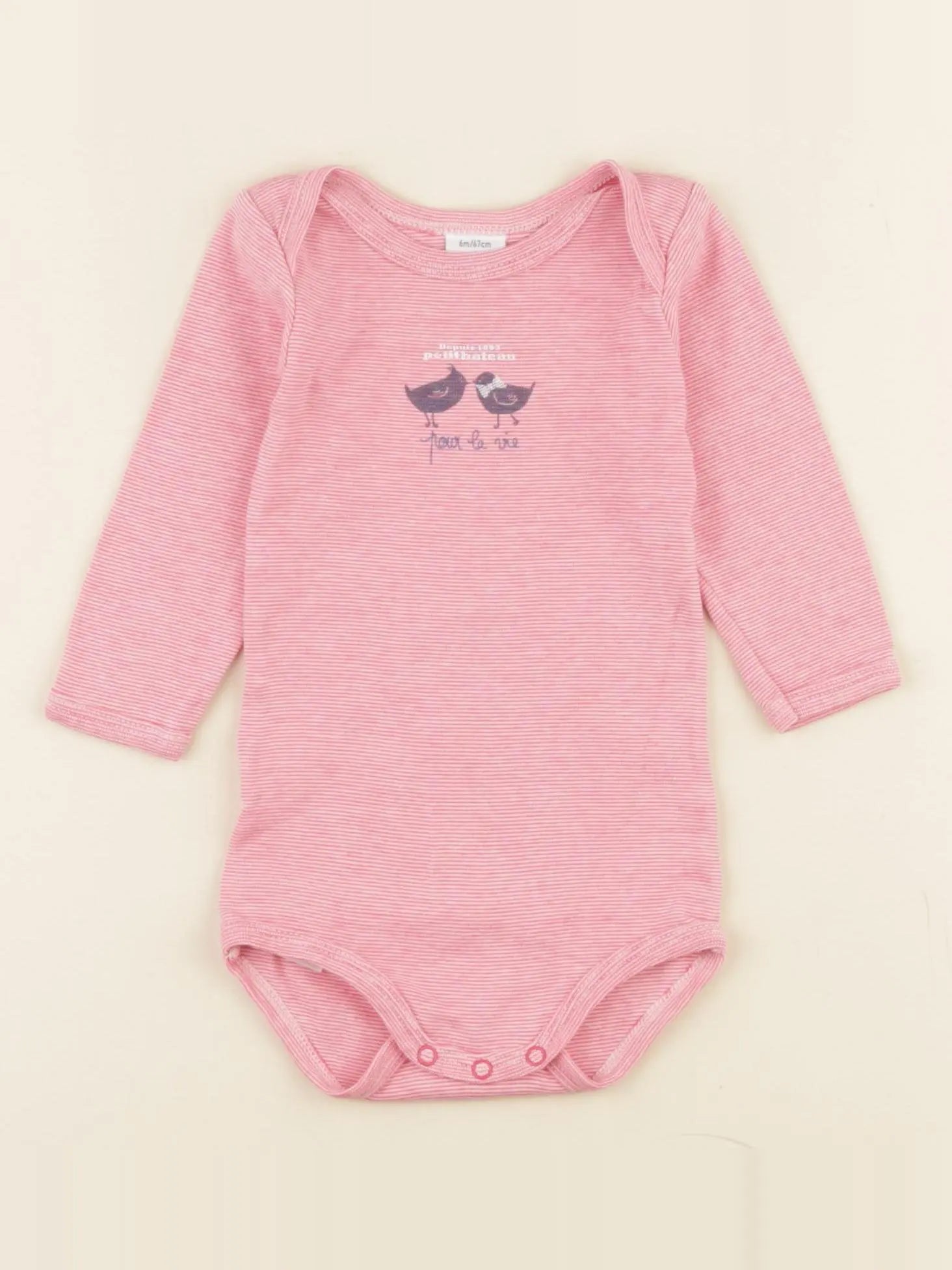 Petit Bateau - body rouge, blanc - 6 mois