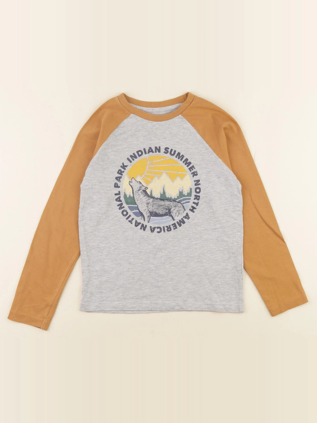 Vertbaudet - tee-shirt gris, marron - 8 ans