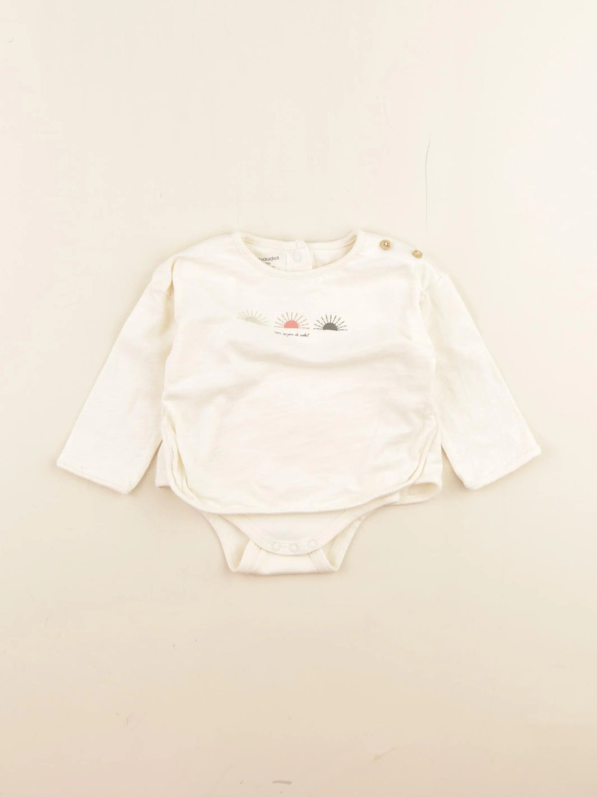 Vertbaudet - body tee-shirt beige - 3 mois